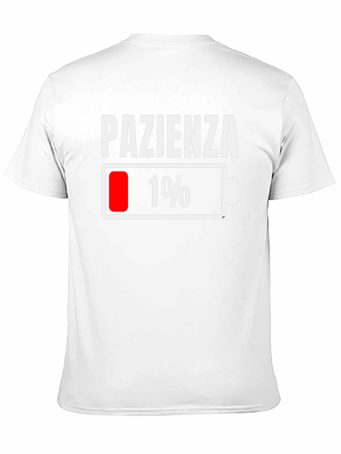 Black Pazienza Low Battery Funny Graphic T-Shirt view 11