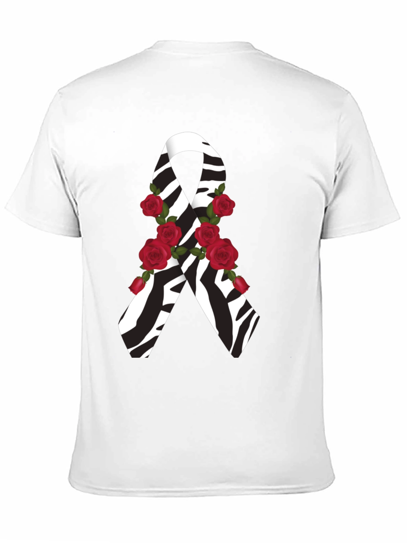 Black Zebra Stripe Awareness Ribbon Rose Graphic Tee view 11