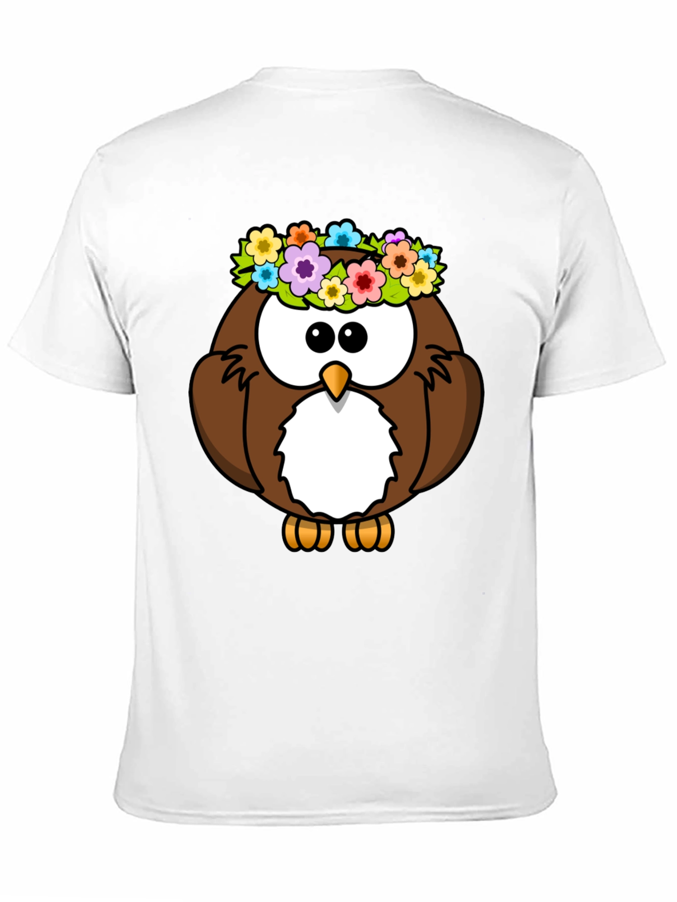 Black Cute Owl with Flowers Graphic Tee - Black Unisex T-Shirt view 11