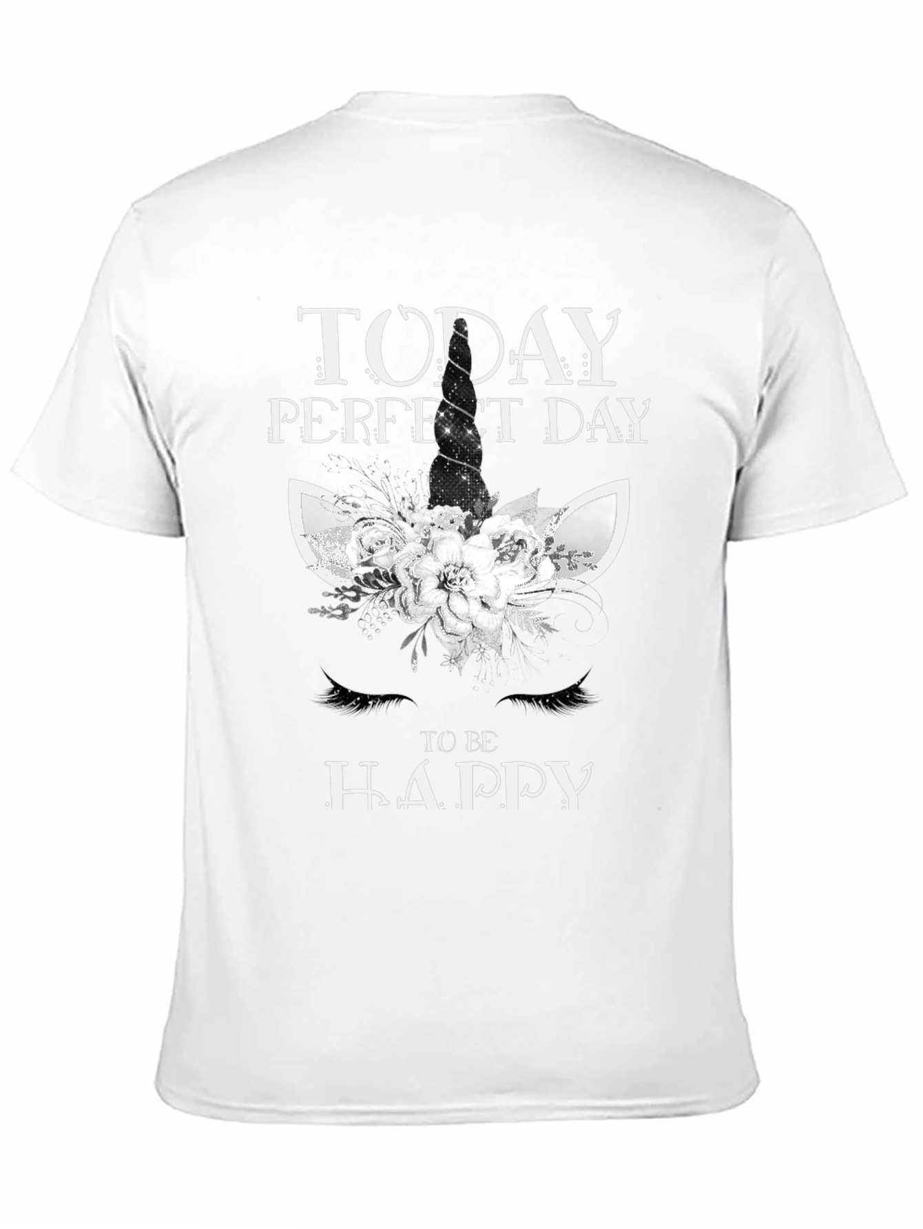 Black Unicorn Floral Graphic T-Shirt, Positive Vibes view 11