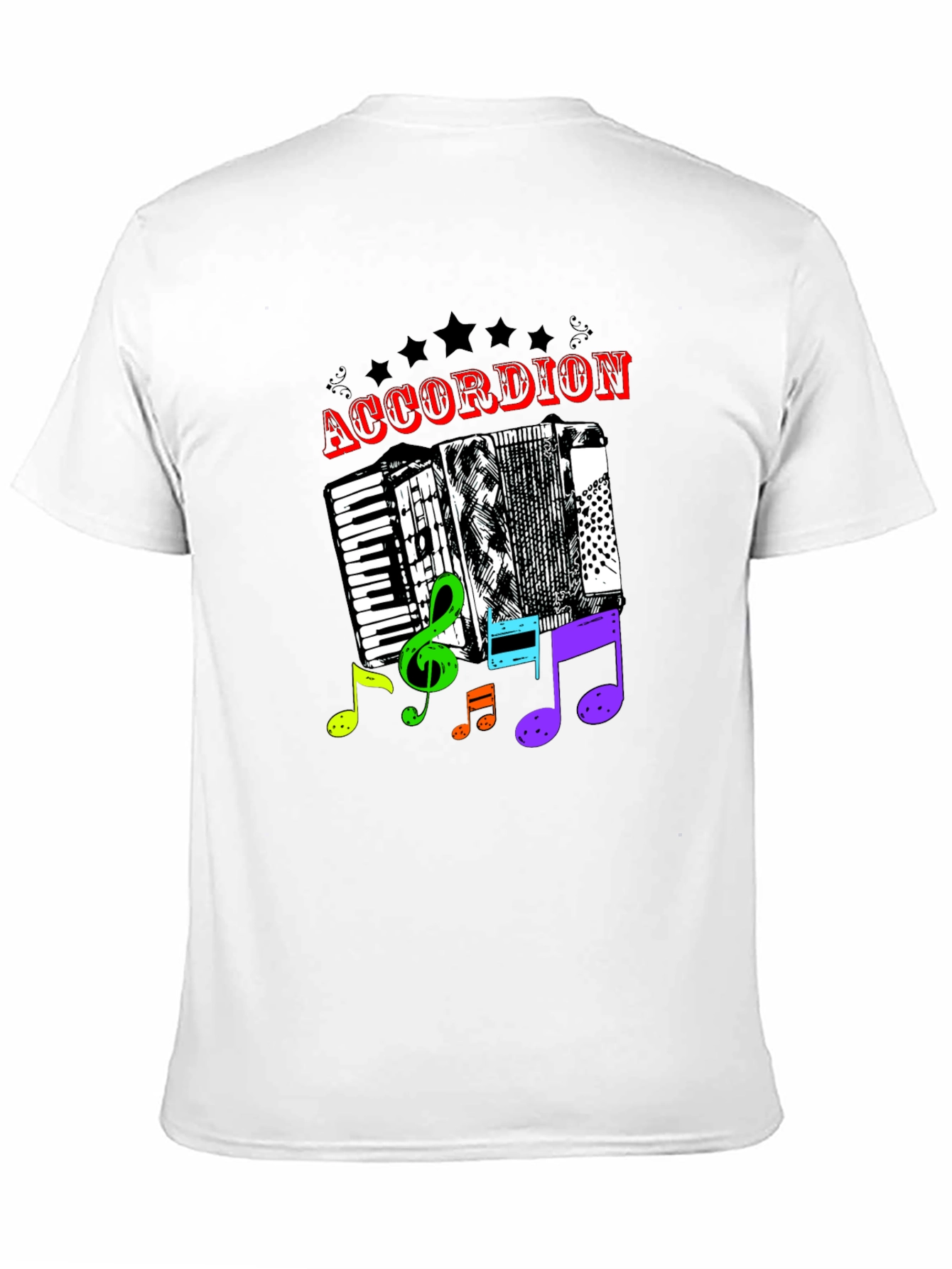 Black Accordion & Music Notes Graphic T-Shirt - Unisex view 11