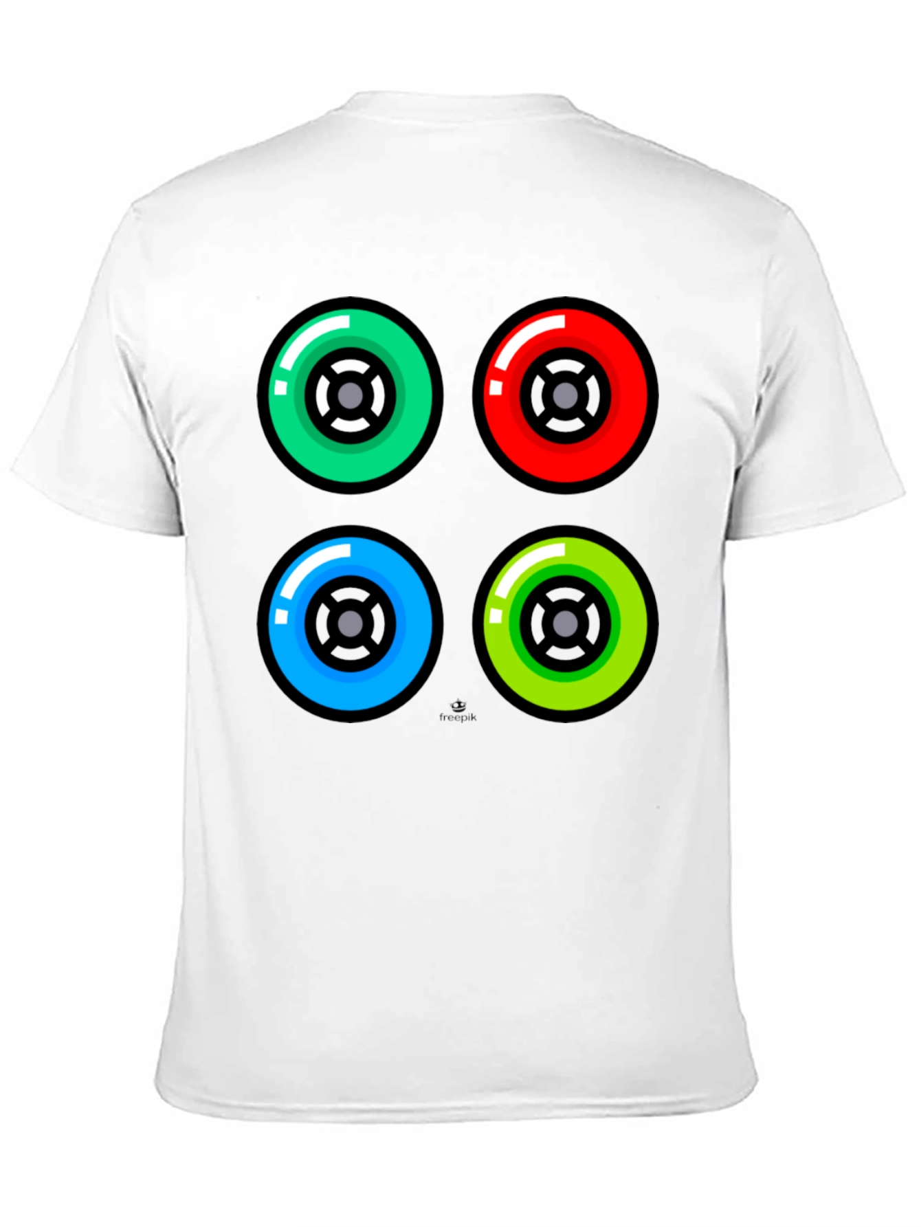 Black Colorful Wheels Graphic Tee - Black Cotton T-Shirt view 11