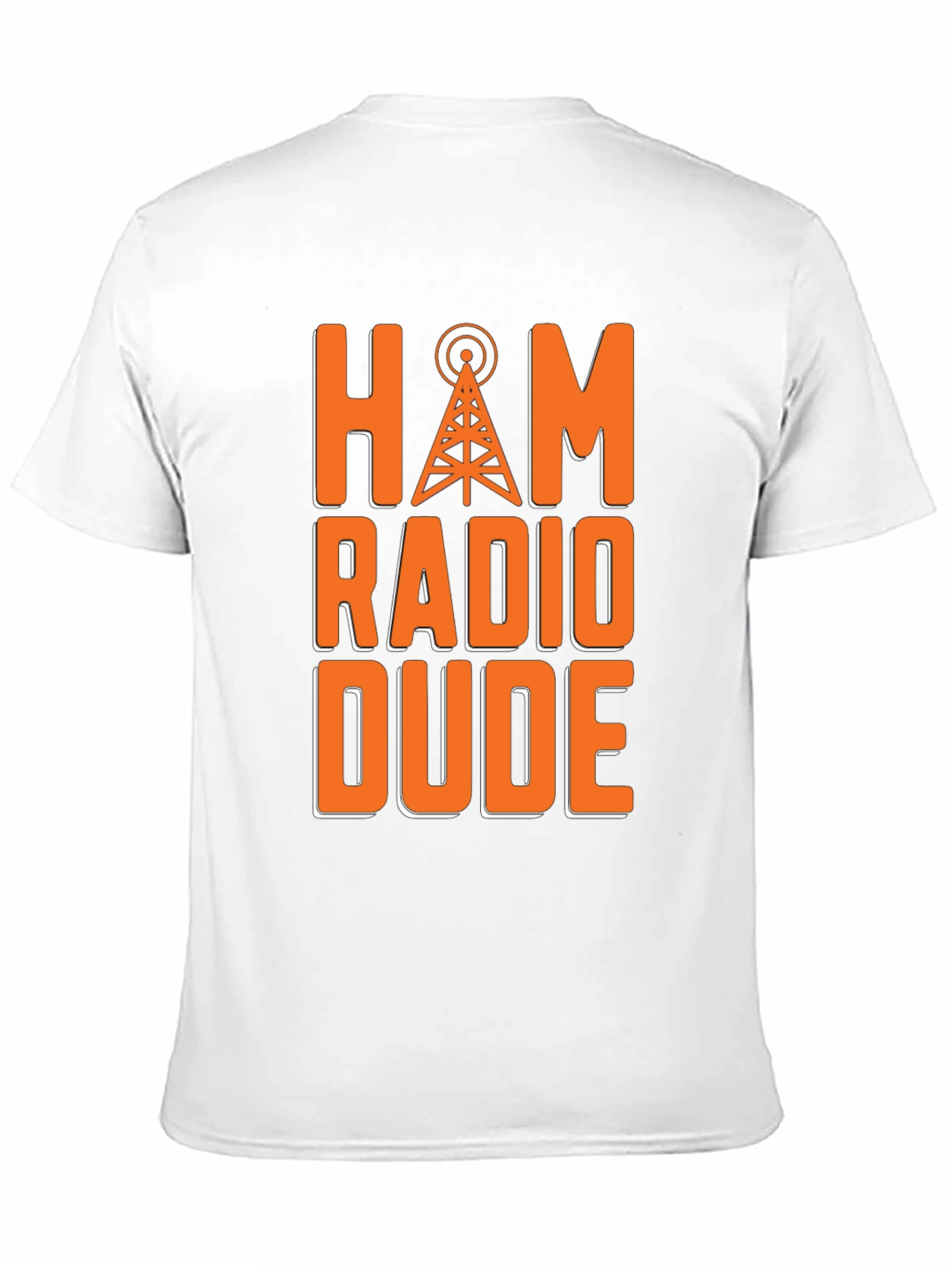 Black Ham Radio Dude T-Shirt - Orange Radio Tower Design view 11