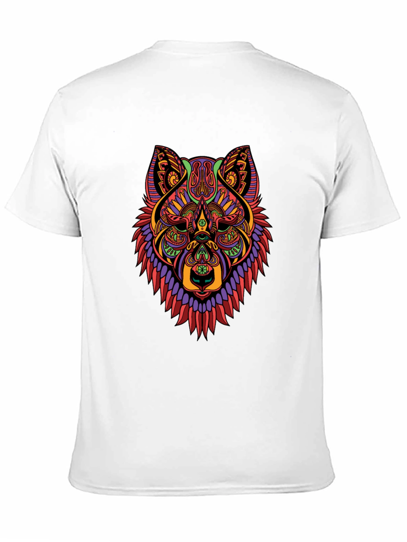 Black Abstract Wolf Head Graphic Black T-Shirt view 11