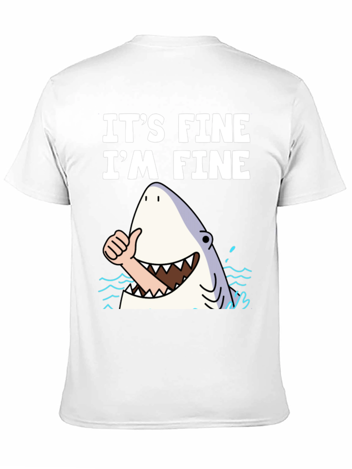 Black It's Fine I'm Fine Shark T-Shirt view 11