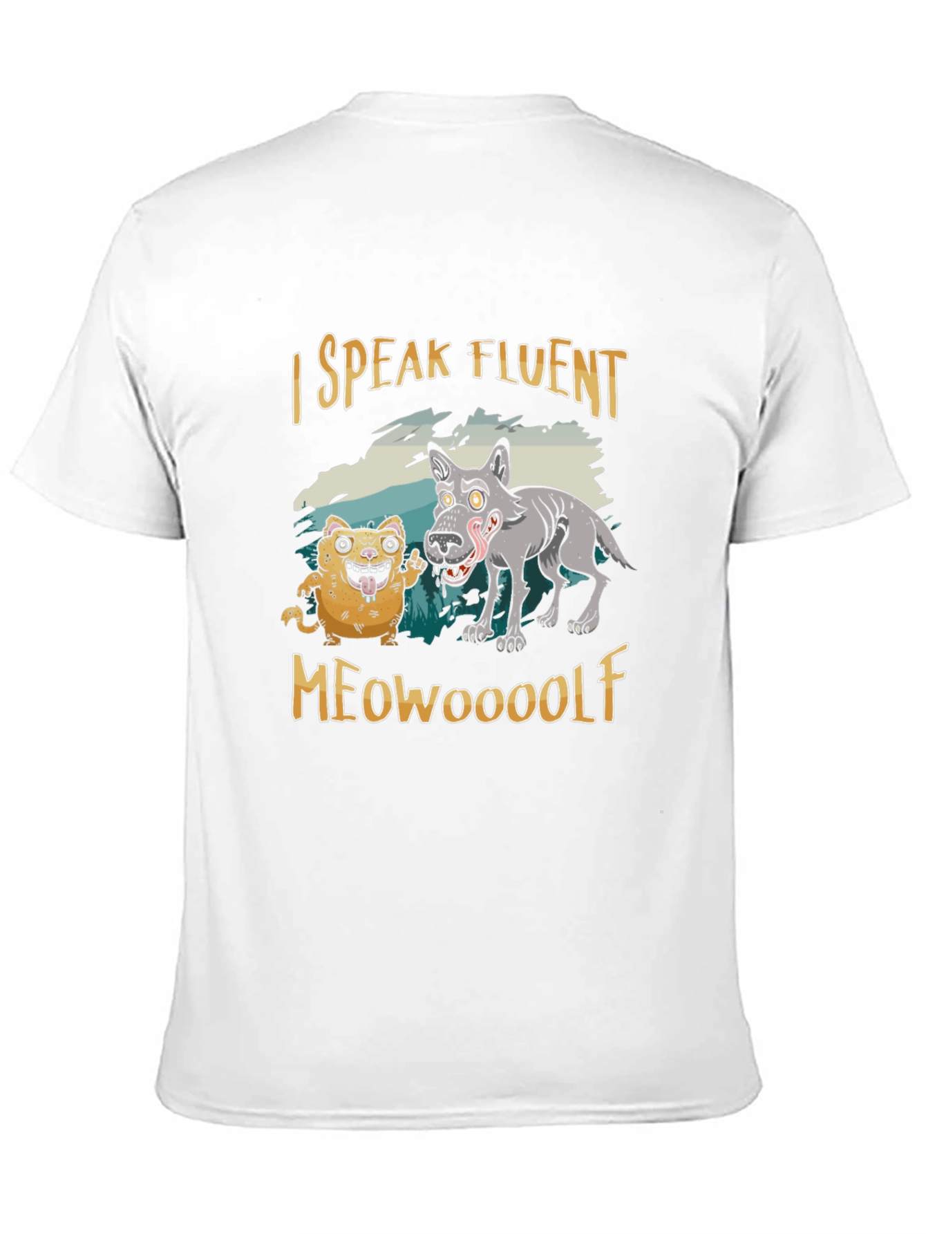 Black I Speak Fluent Meowooolf Funny Novelty T-Shirt view 11