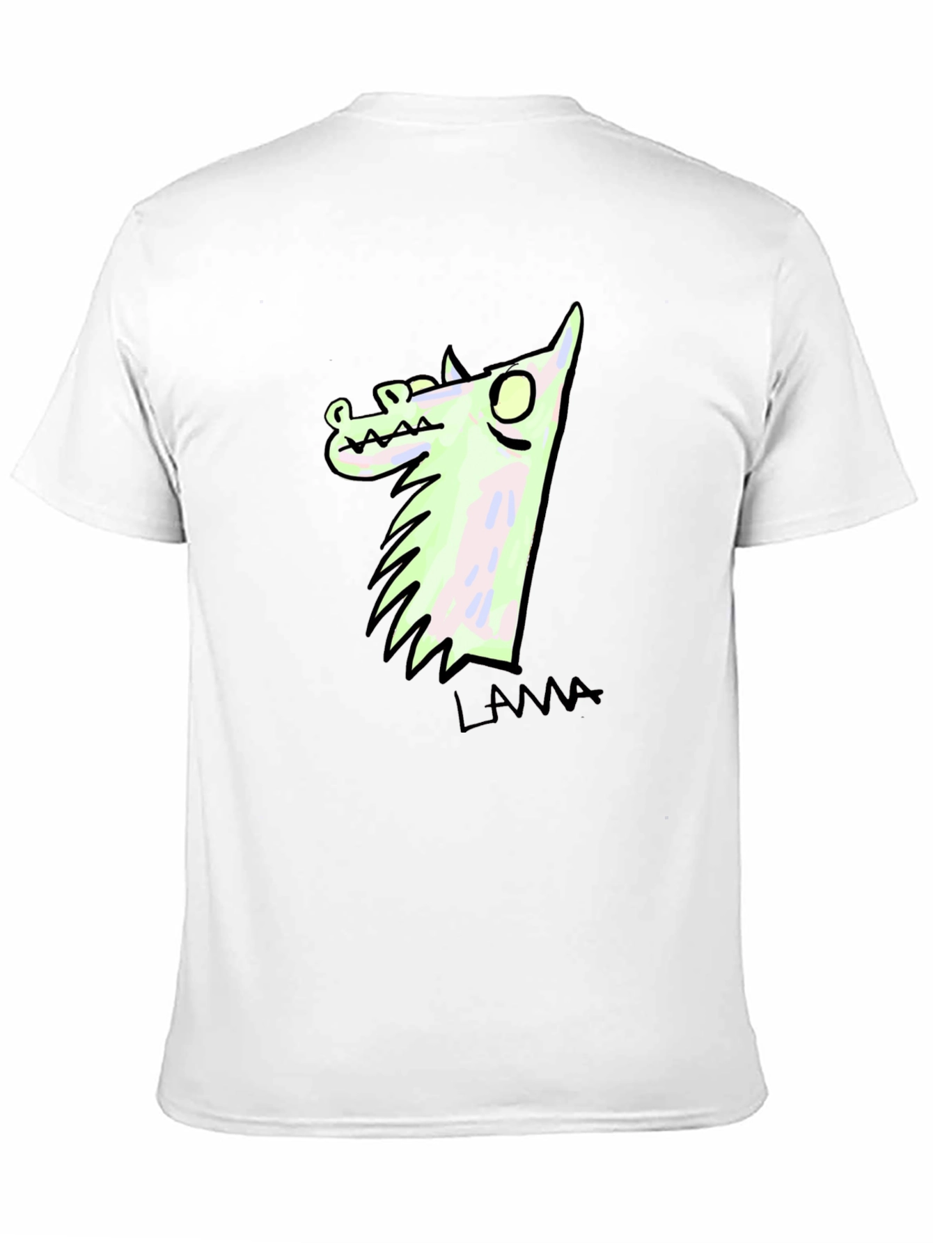 Black Llama Cartoon Graphic Print Black T-Shirt view 11