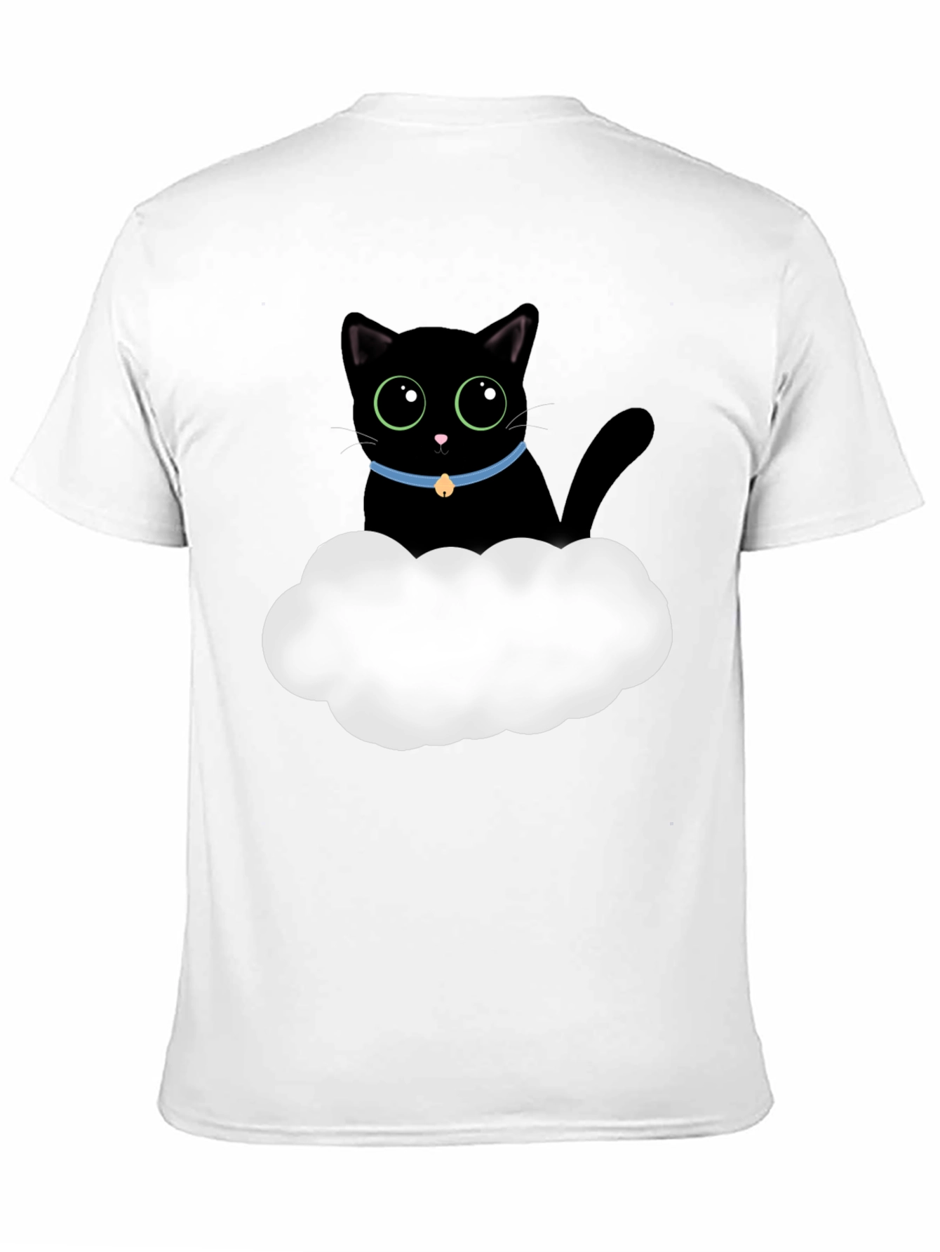 Black Cute Black Cat Cloud T-Shirt - Soft Cotton Tee view 11