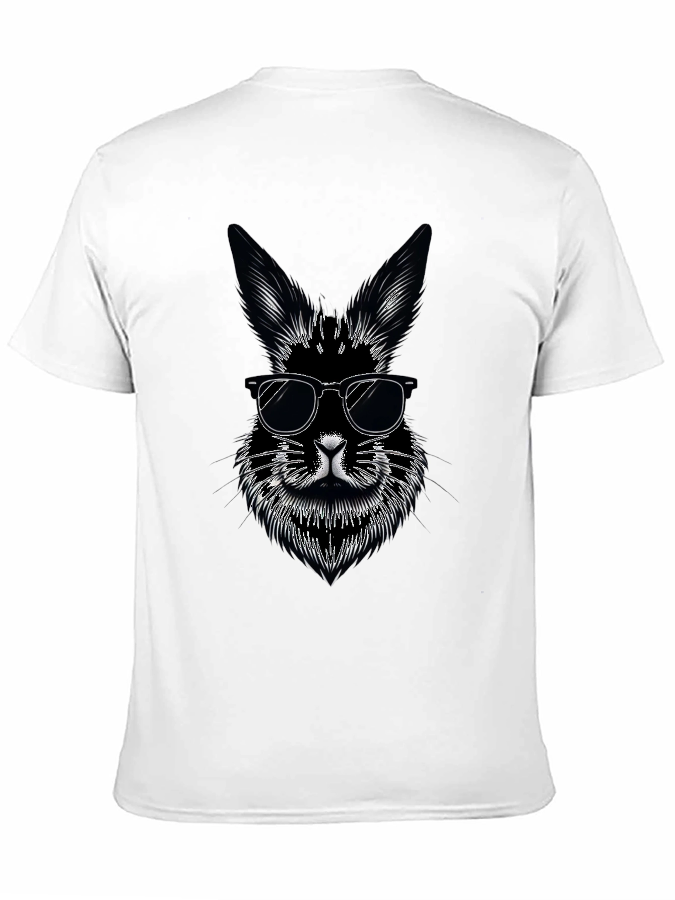 Black Cool Rabbit Graphic Tee - Black Cotton T-Shirt view 11