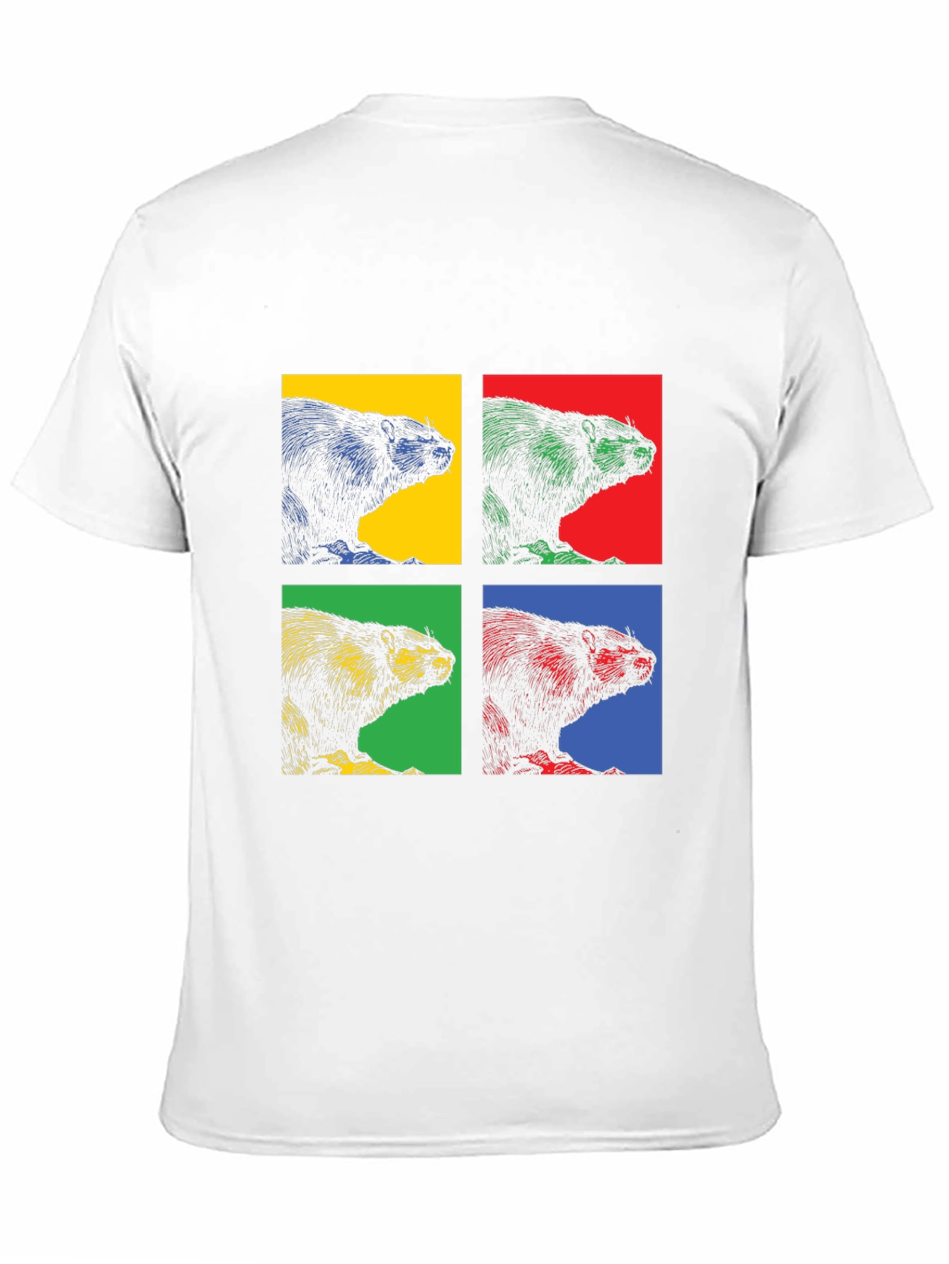 Black Retro Beaver Pop Art Graphic Tee - Black Cotton T-Shirt view 11