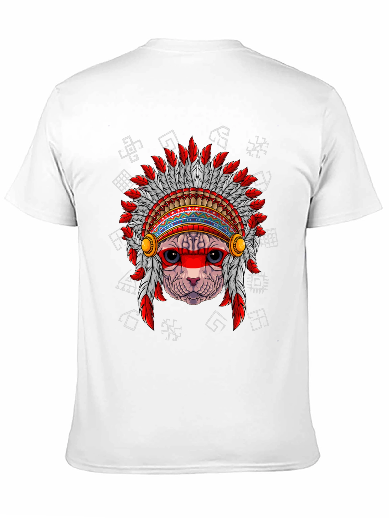 Black Native American Cat T-Shirt, Unique Graphic Tee view 11
