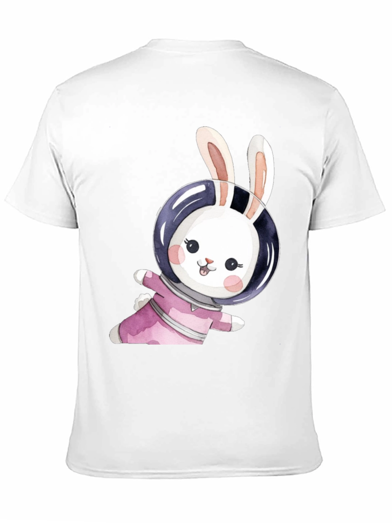 Black Cute Bunny Astronaut Black T-Shirt view 11