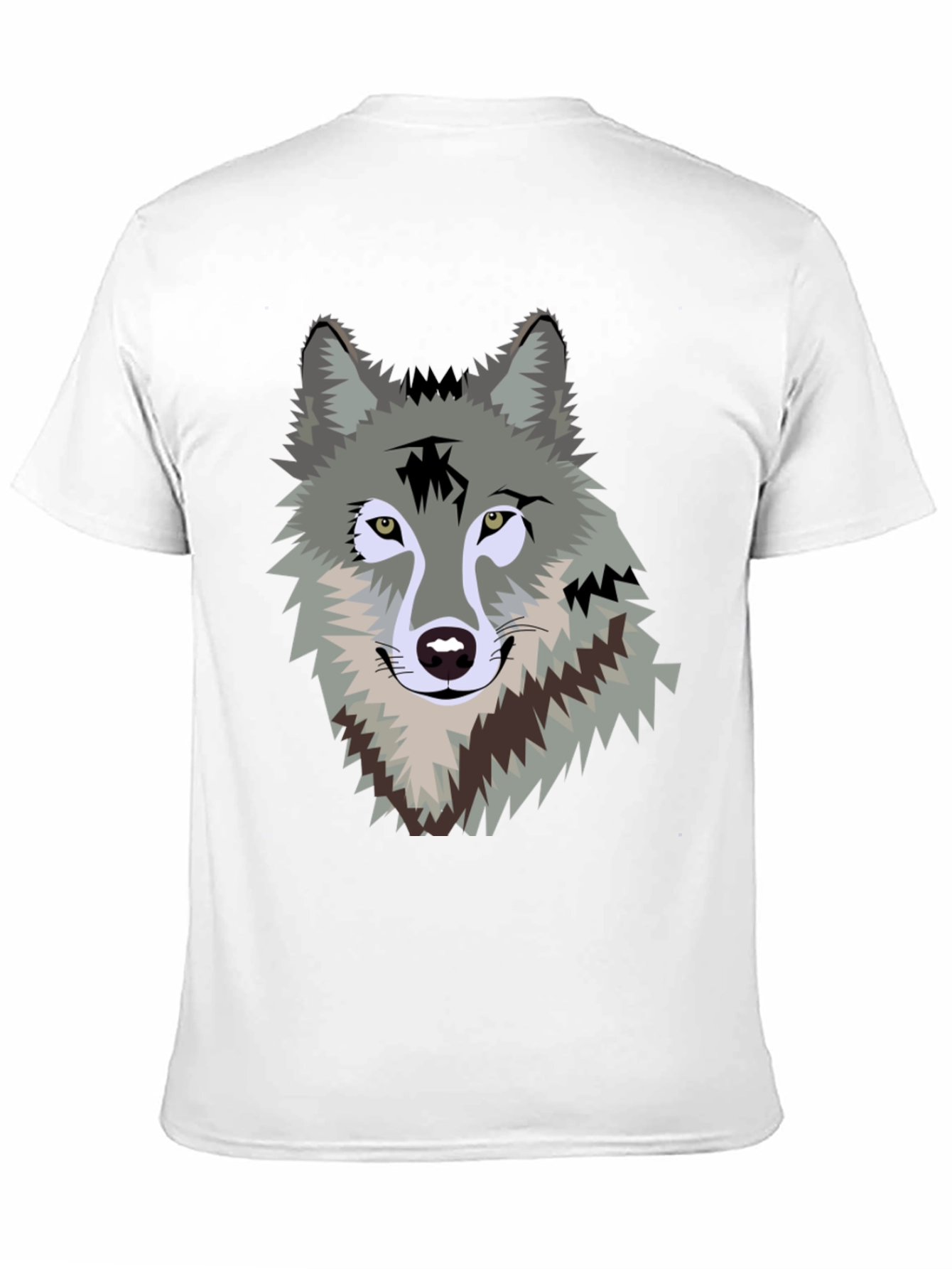 Black Men's Black T-Shirt with Wolf Graphic view 11