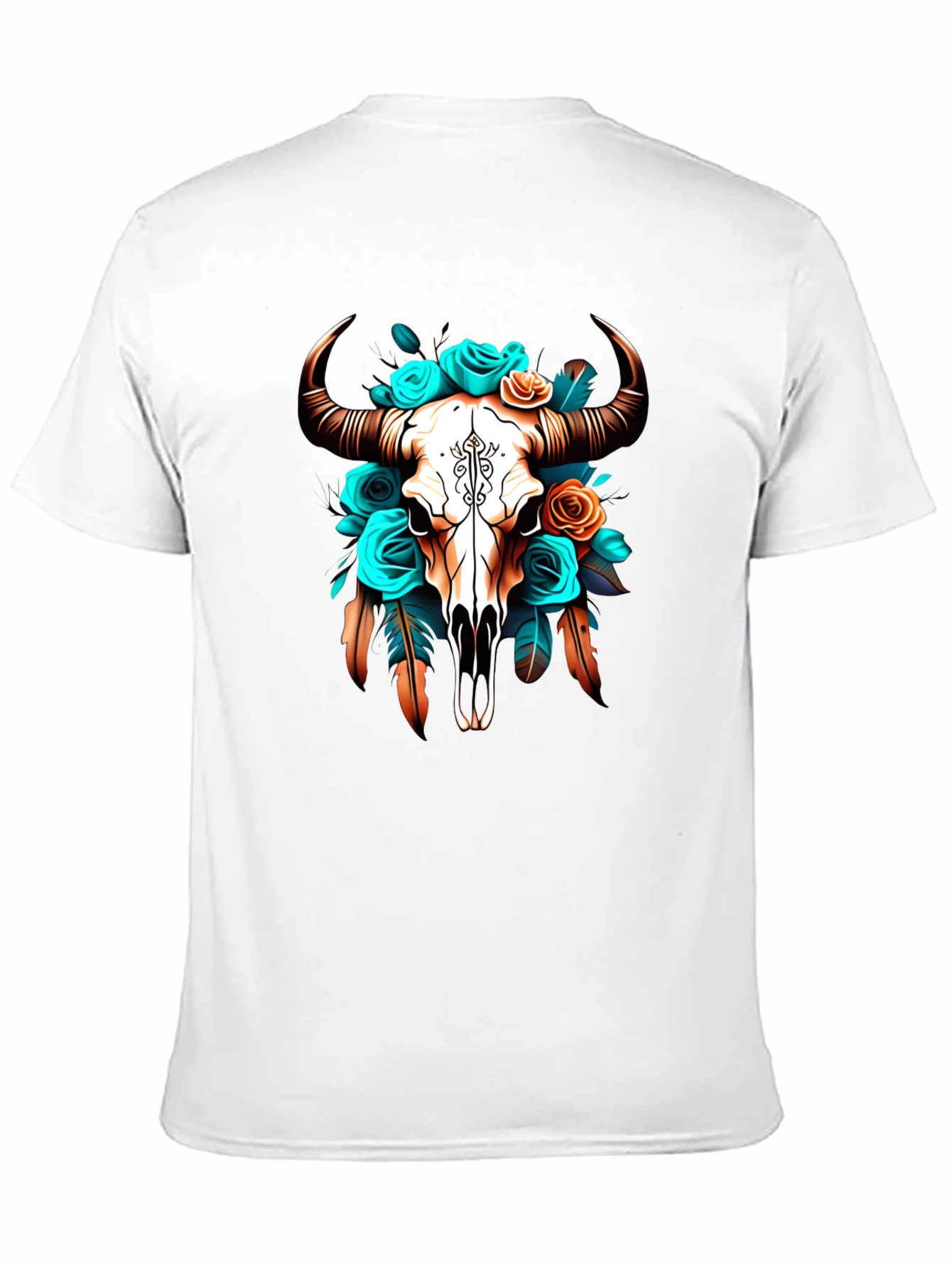 Black Floral Bull Skull Graphic Tee - Western Style view 11