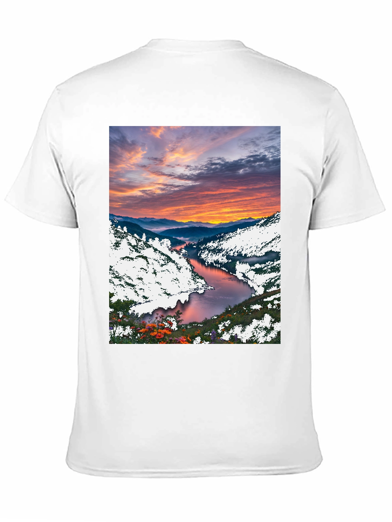 Black Scenic River Sunset T-Shirt view 11
