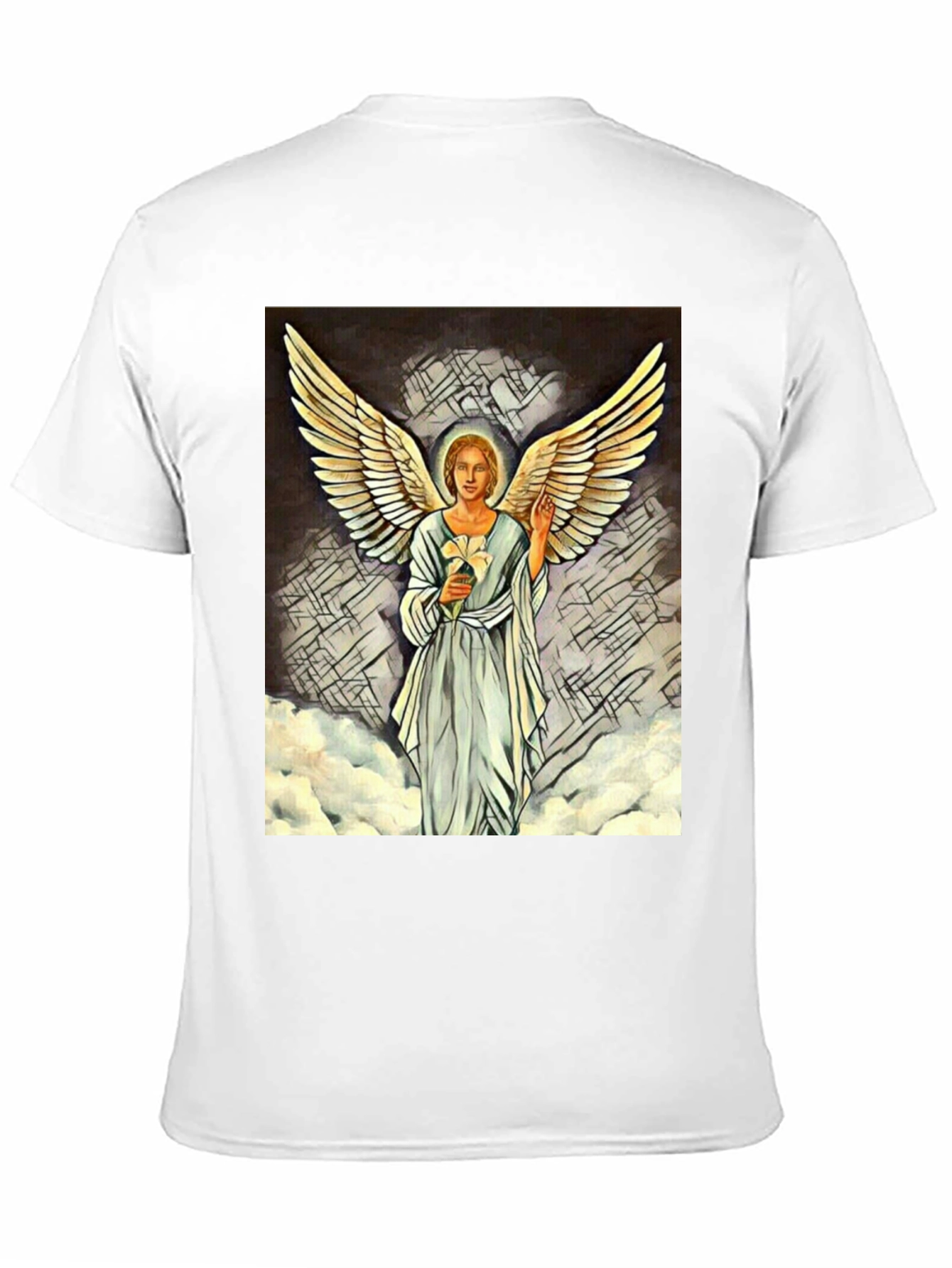 Black Angel Wings Graphic Print Black T-Shirt view 11