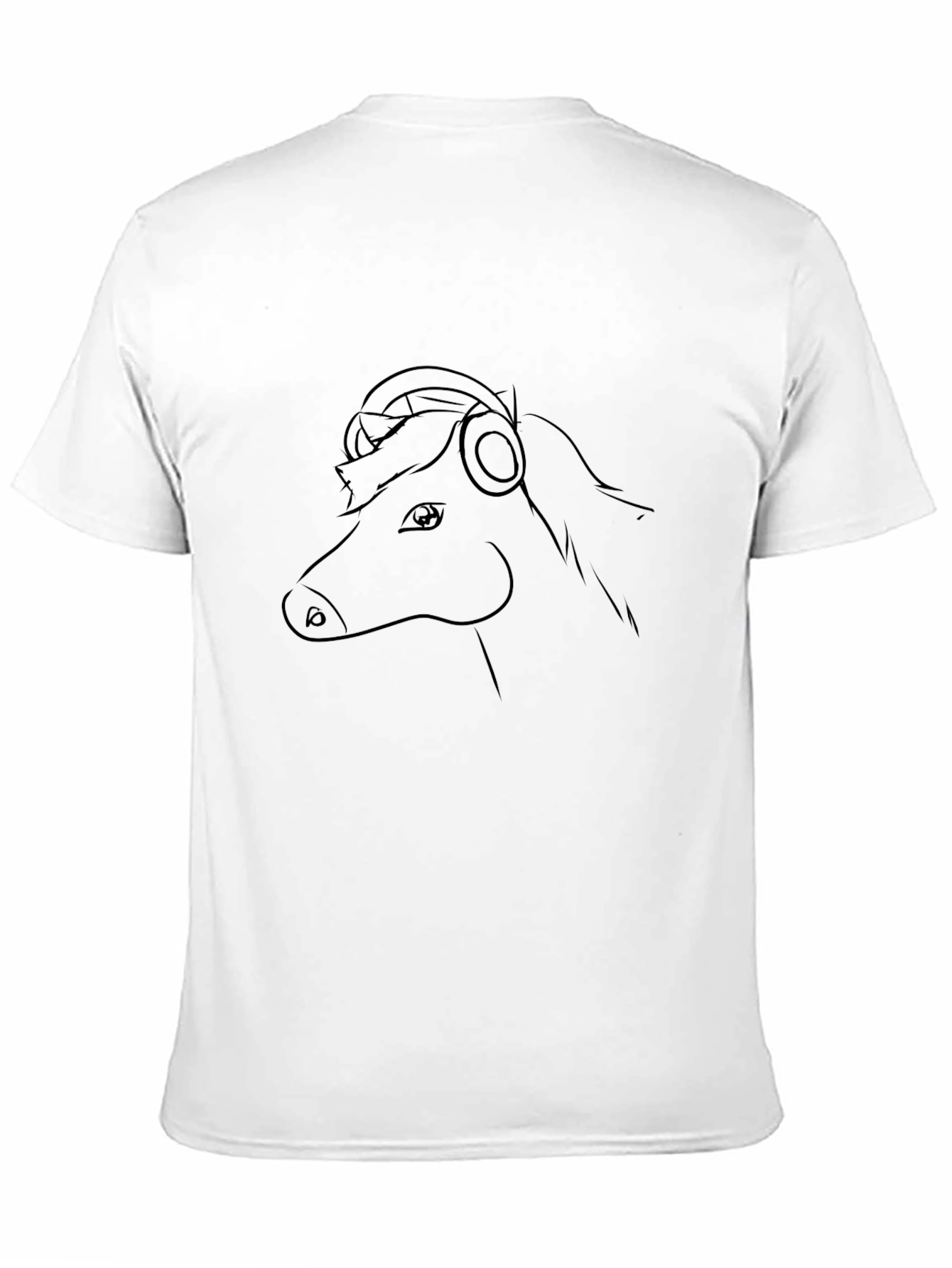 Black Horse with Headphones Graphic Tee - Black view 11