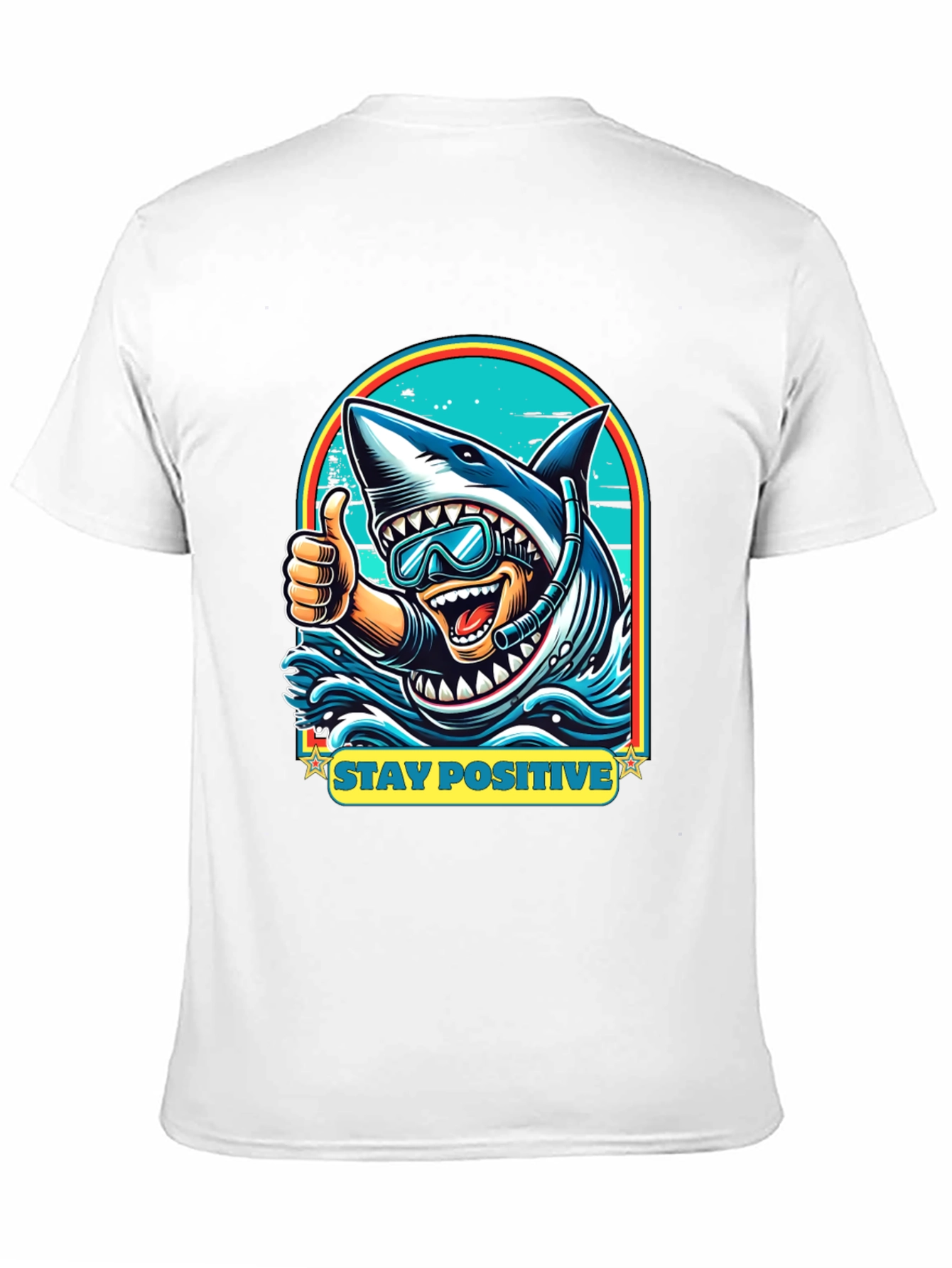 Black Stay Positive Shark Diver Graphic Tee - Black view 11