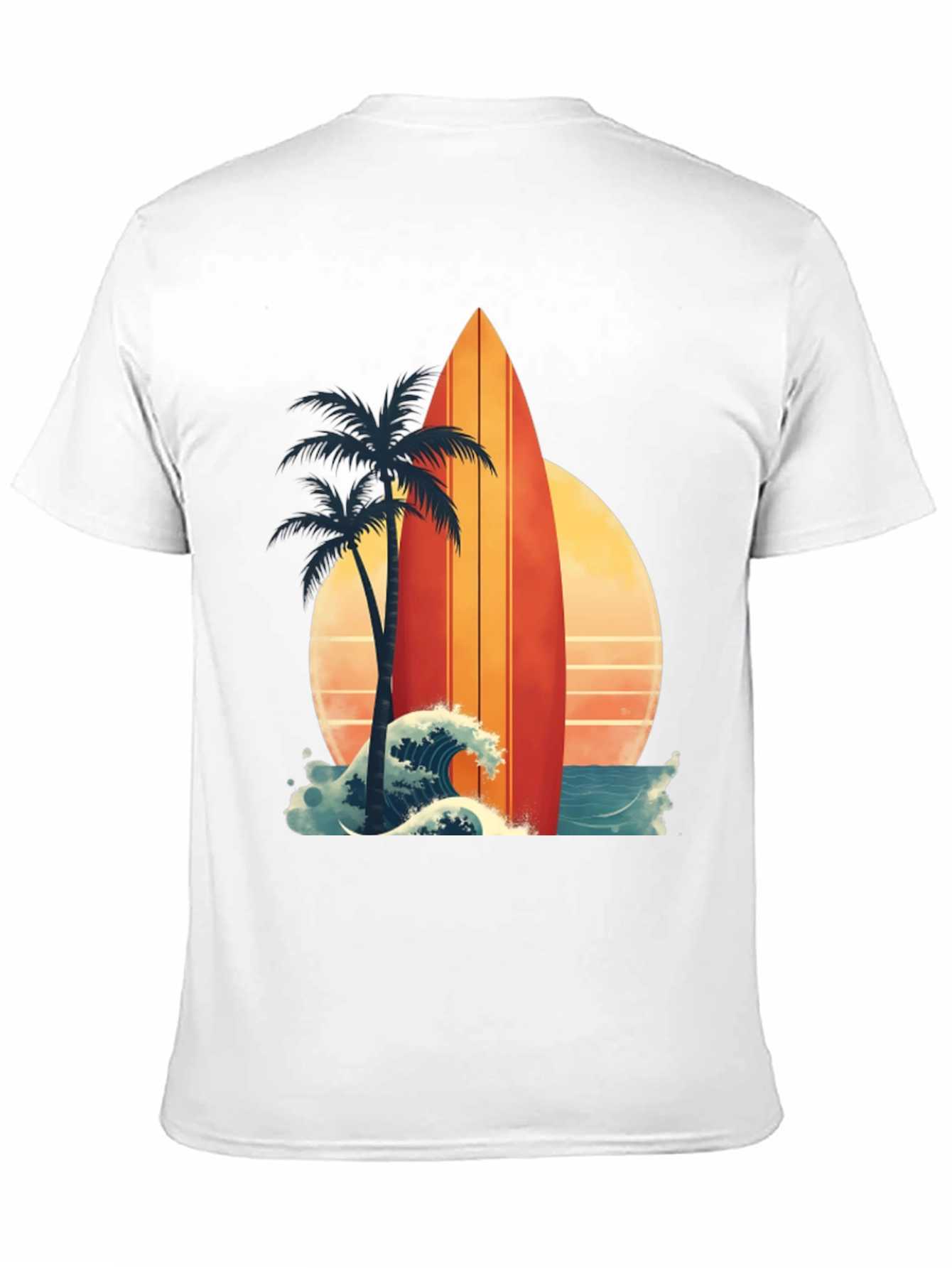 Black Retro Surfboard Palm Tee - Beach Vibes view 11