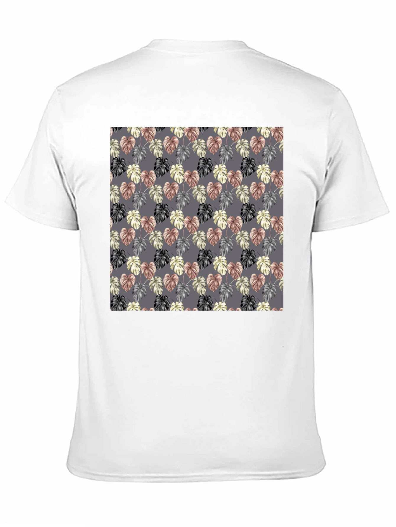 Black Monstera Leaf Pattern Black T-Shirt view 11