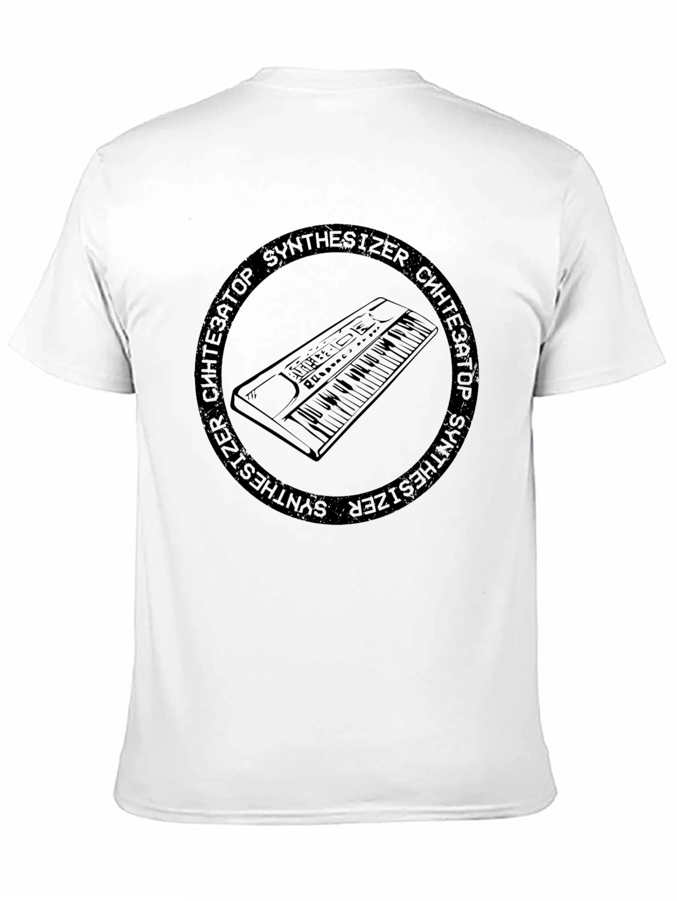 Black Synthesizer Graphic Black T-Shirt view 11