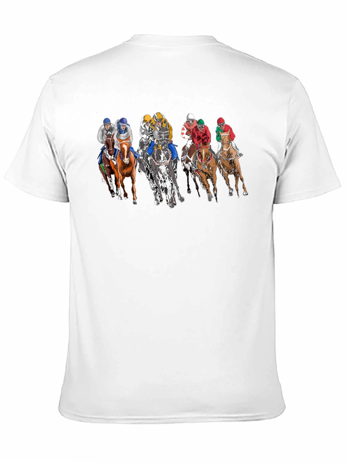 Black Horse Race Graphic Print Crew Neck T-Shirt view 11