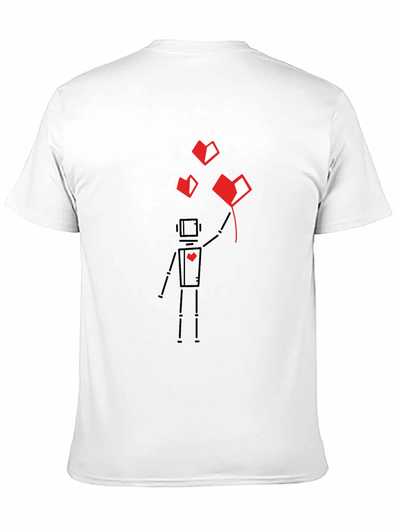 Black Geometric Heart Robot Black T-Shirt view 11