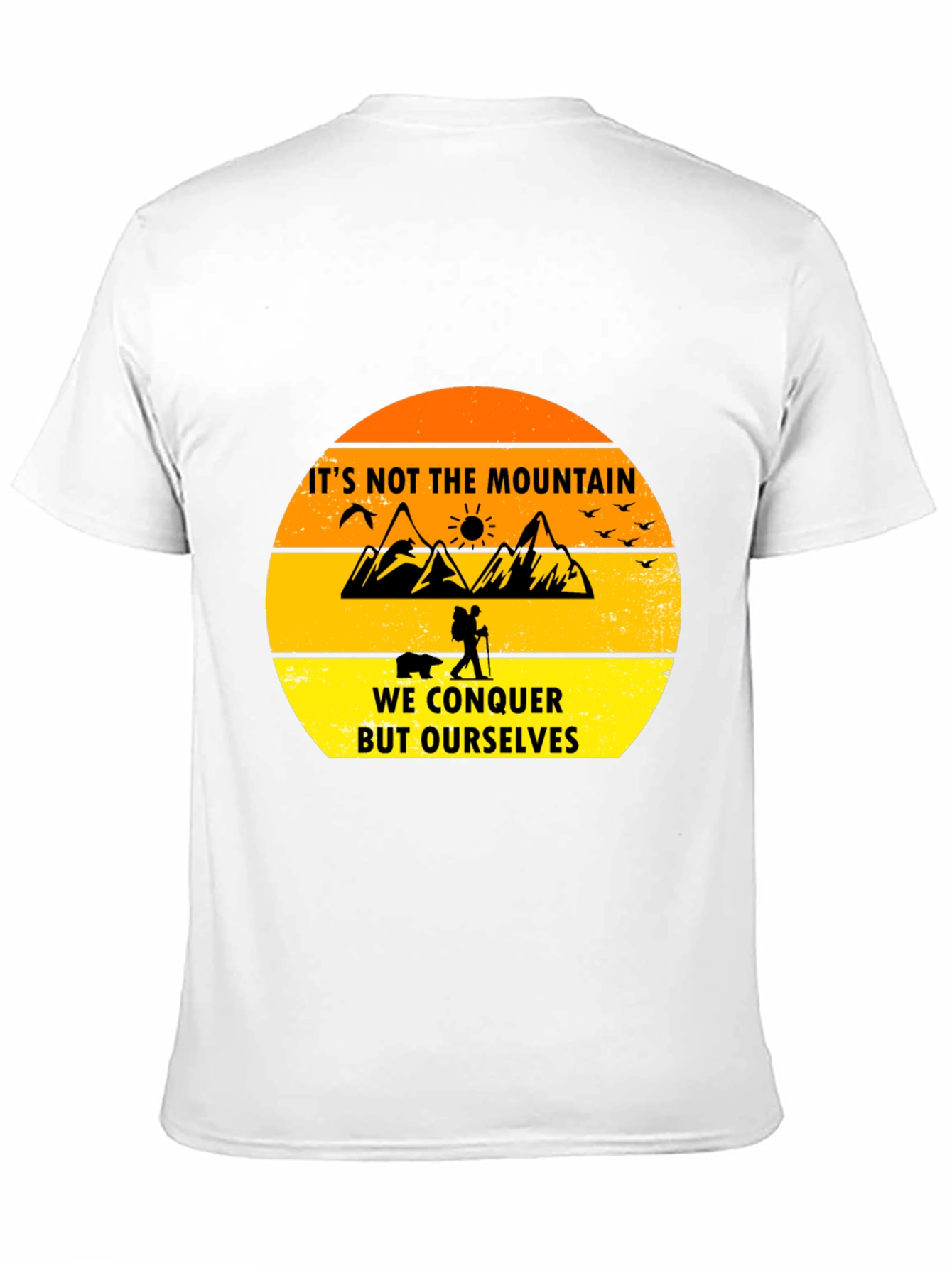 Black Motivational Hiking T-Shirt - Conquer Yourself view 11