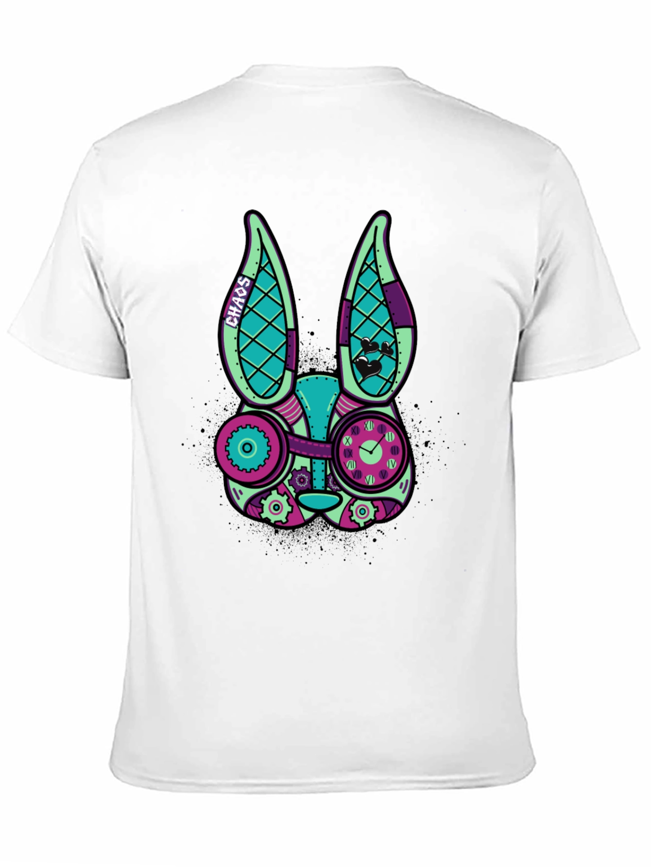 Black Steampunk Rabbit Graphic T-Shirt view 11