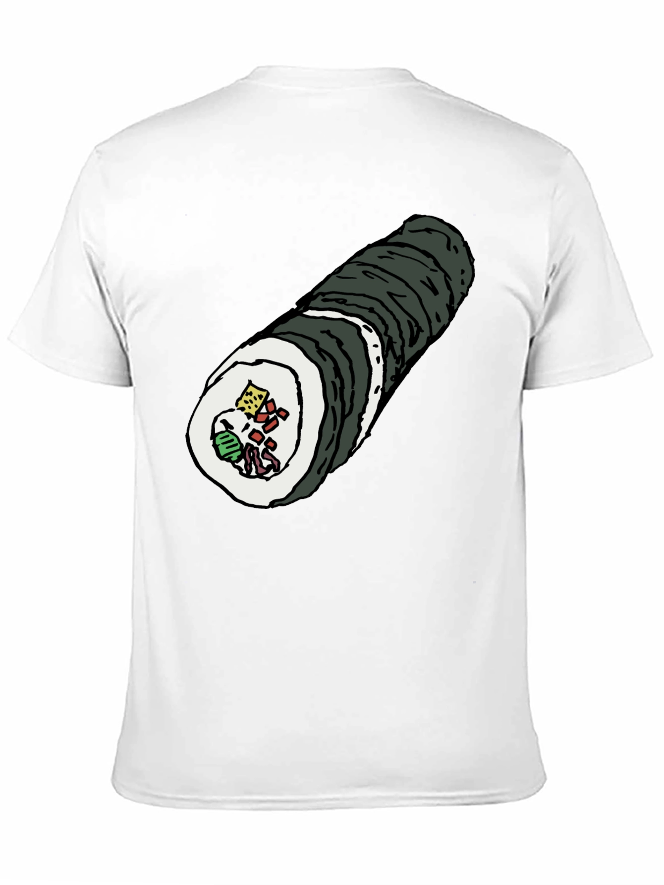 Black Sushi Roll Graphic Tee - Black Cotton T-Shirt view 11