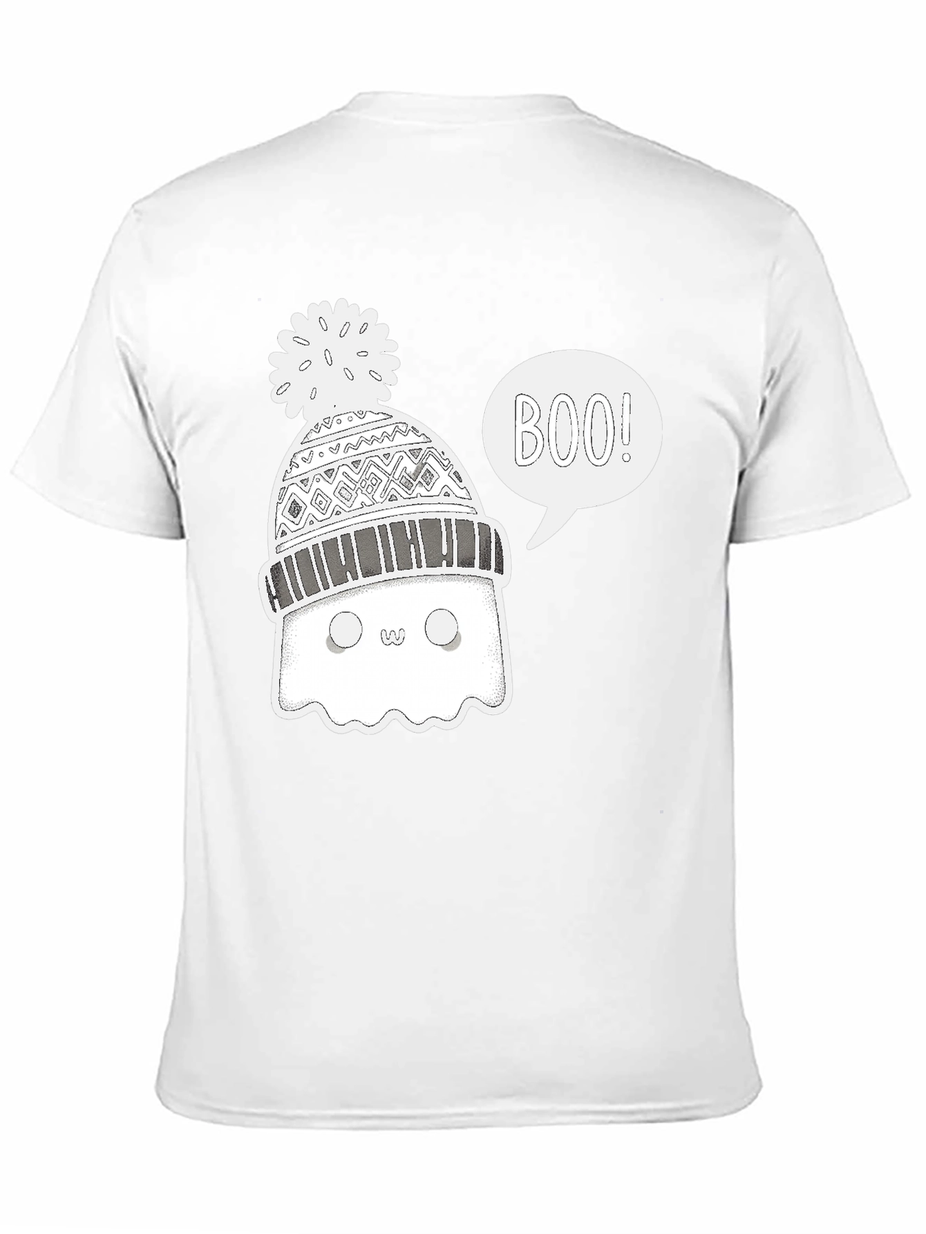 Black Boo Ghost Winter Hat T-Shirt view 11