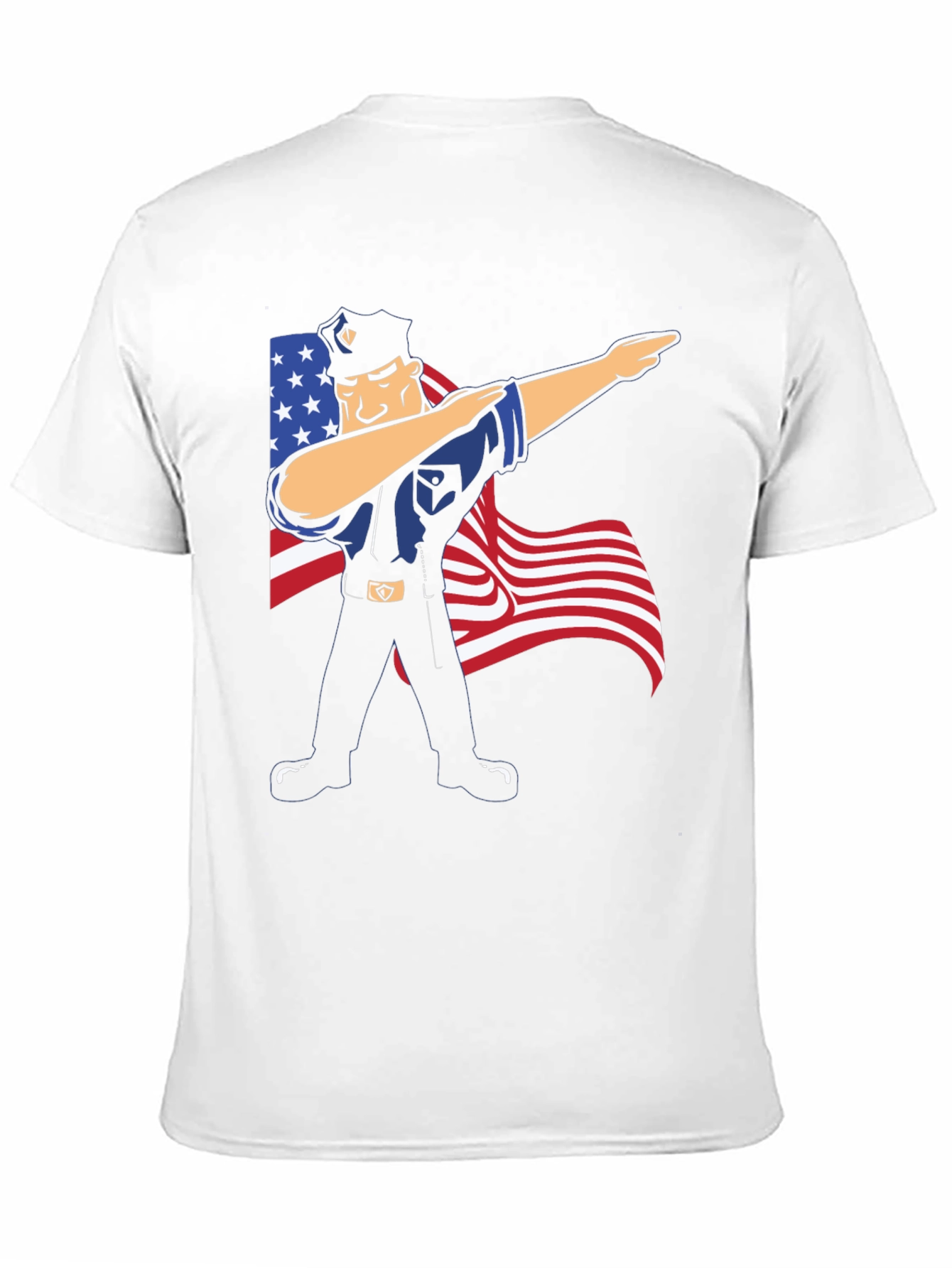 Black Police Officer Dabbing USA Flag Patriotic T-Shirt view 11