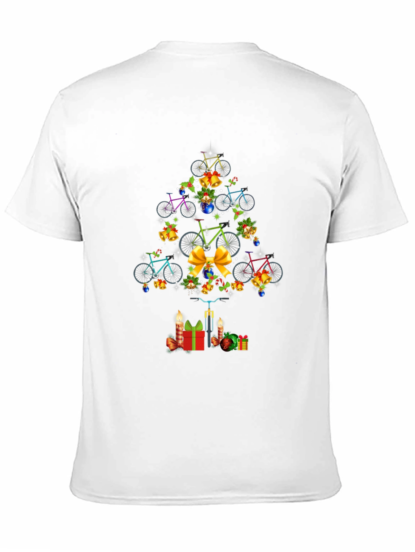 Black Christmas Bicycle Tree T-Shirt view 11