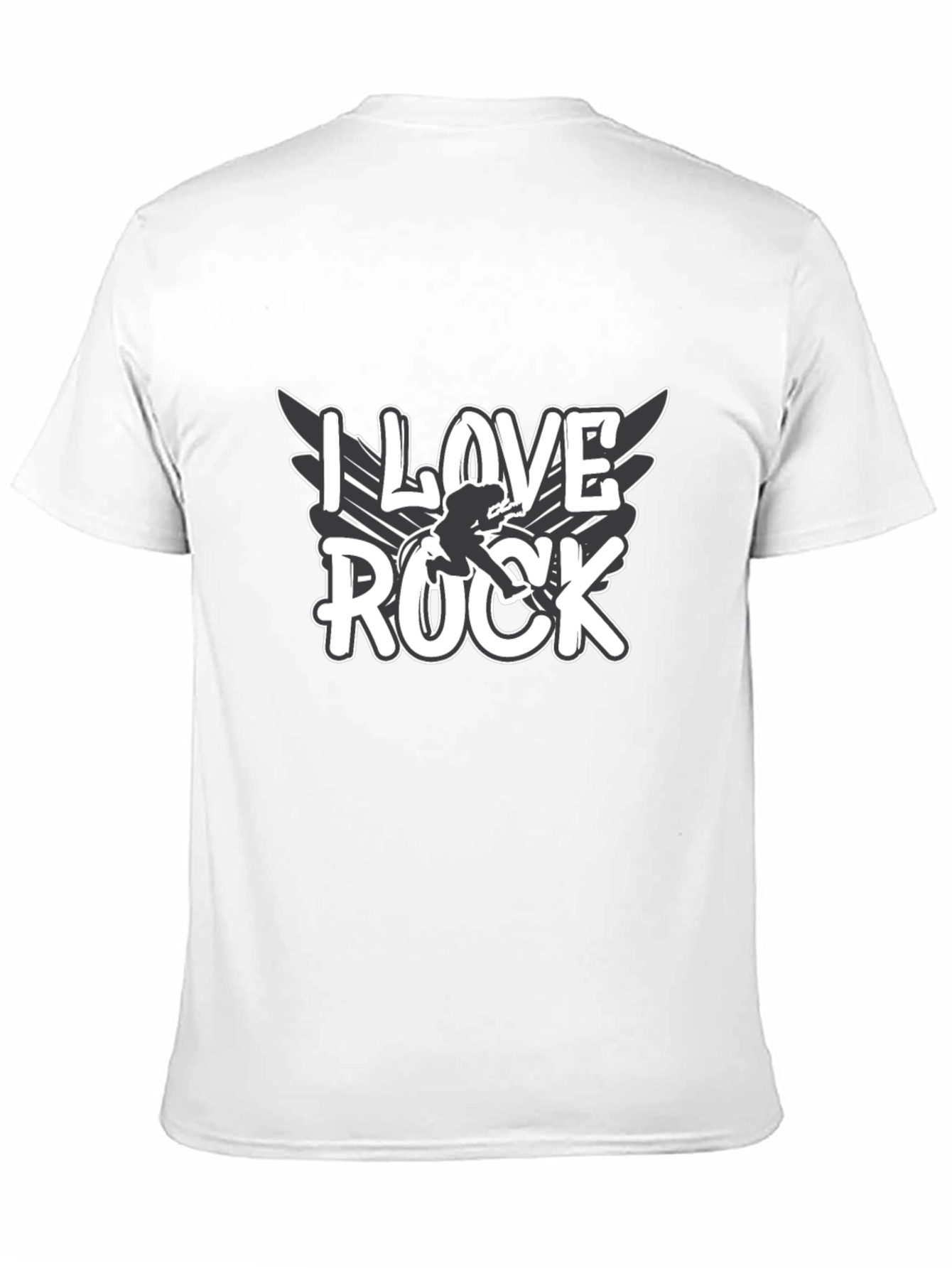 Black I Love Rock Graphic Tee - Black Cotton Blend view 11