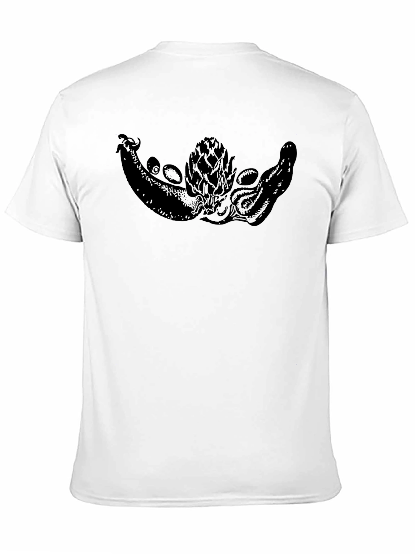 Black Black T-Shirt with Vegetable Octopus Graphic view 11