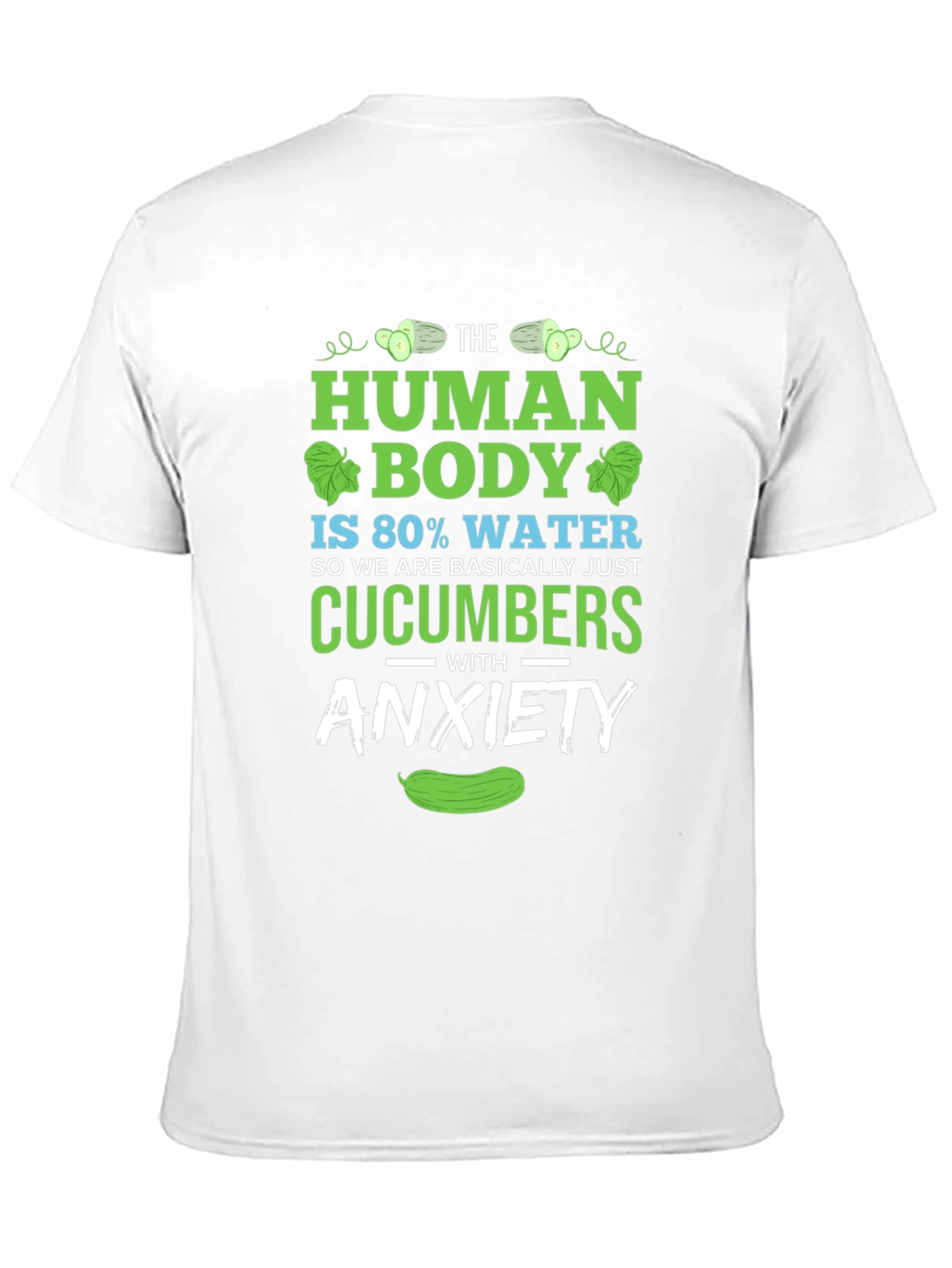 Black Human Body Cucumber Anxiety Funny T-Shirt view 11