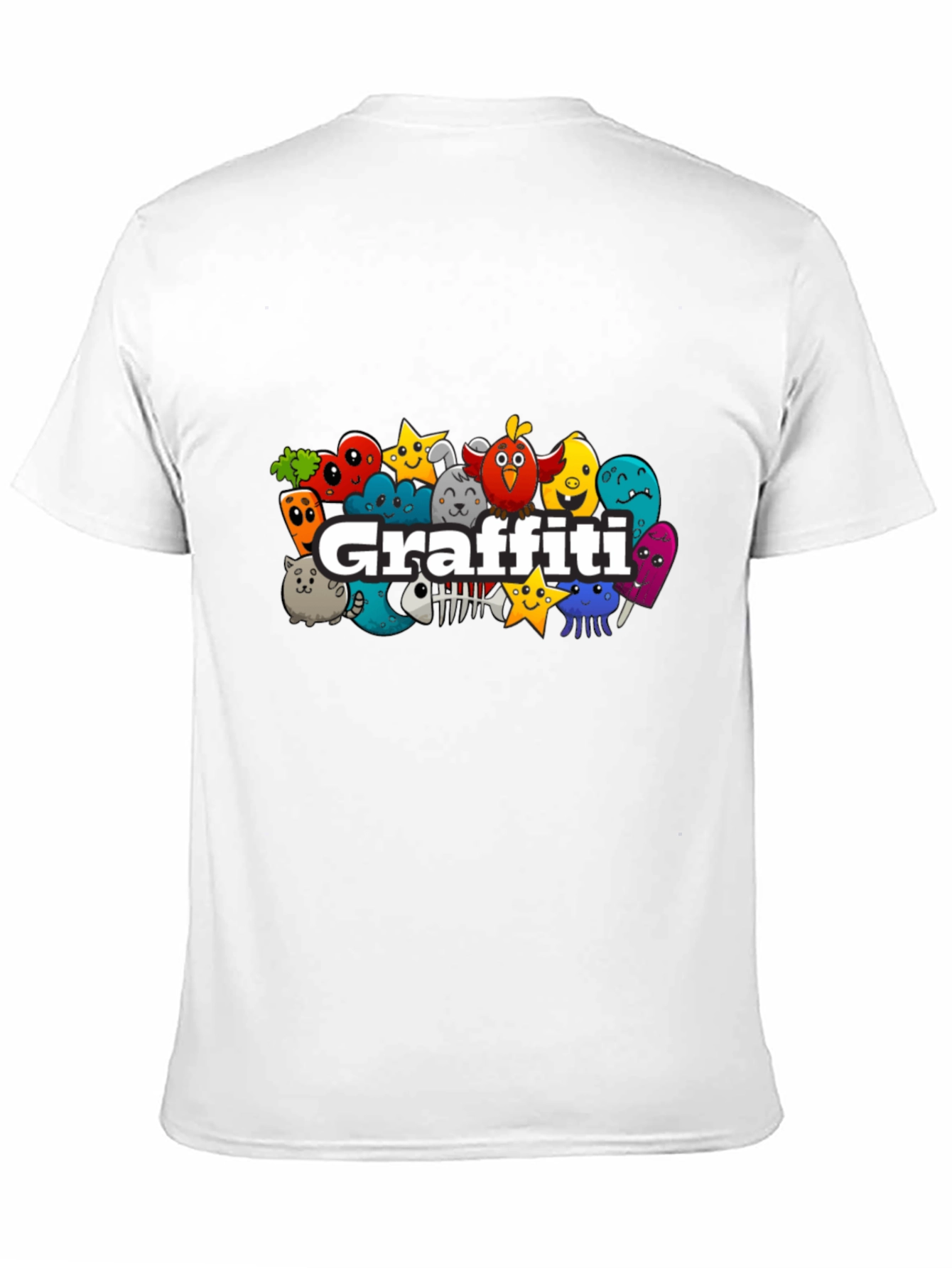 Black Graffiti Cartoon Character Black T-Shirt view 11
