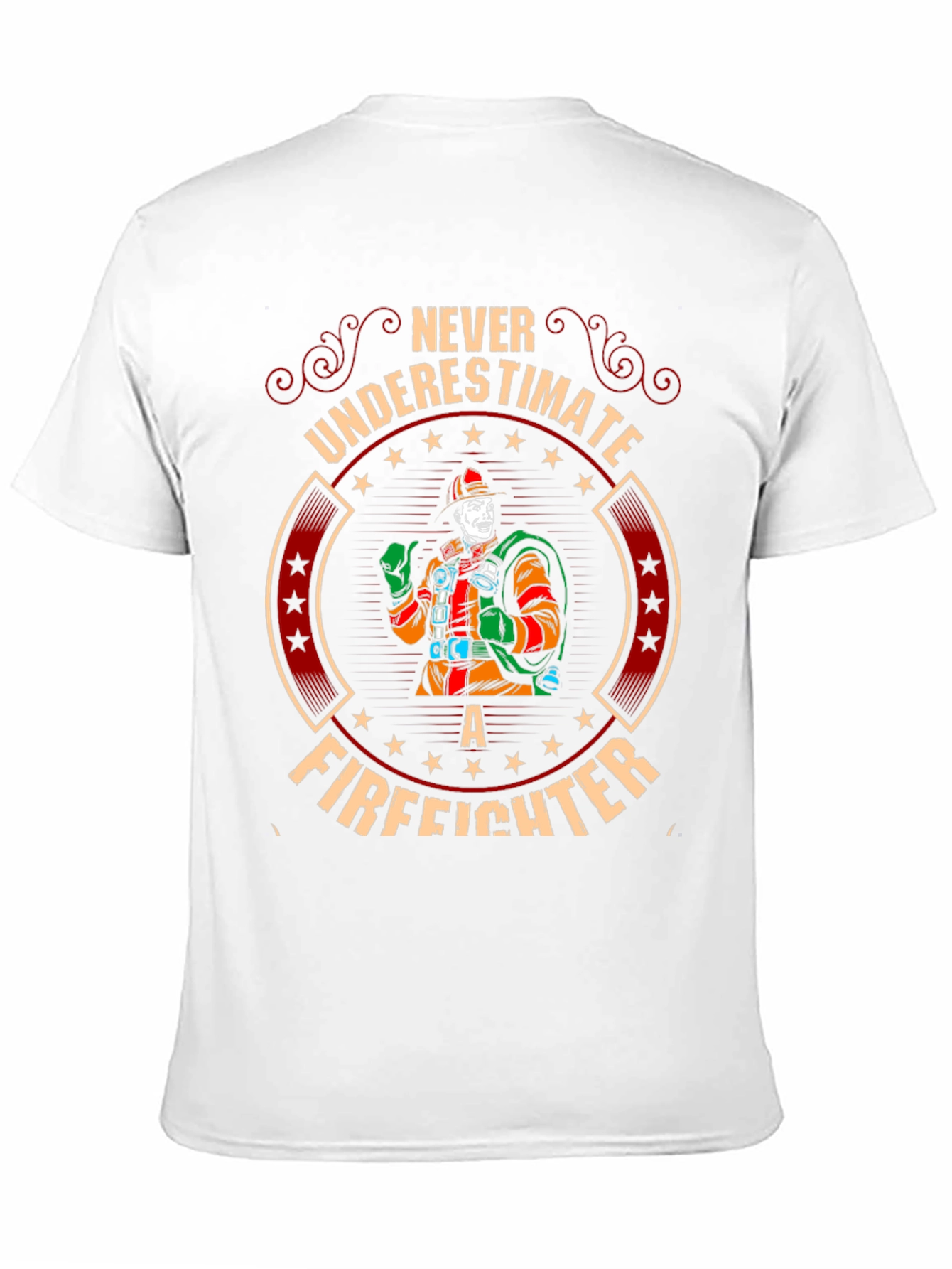 Black Never Underestimate a Firefighter Graphic Tee view 11