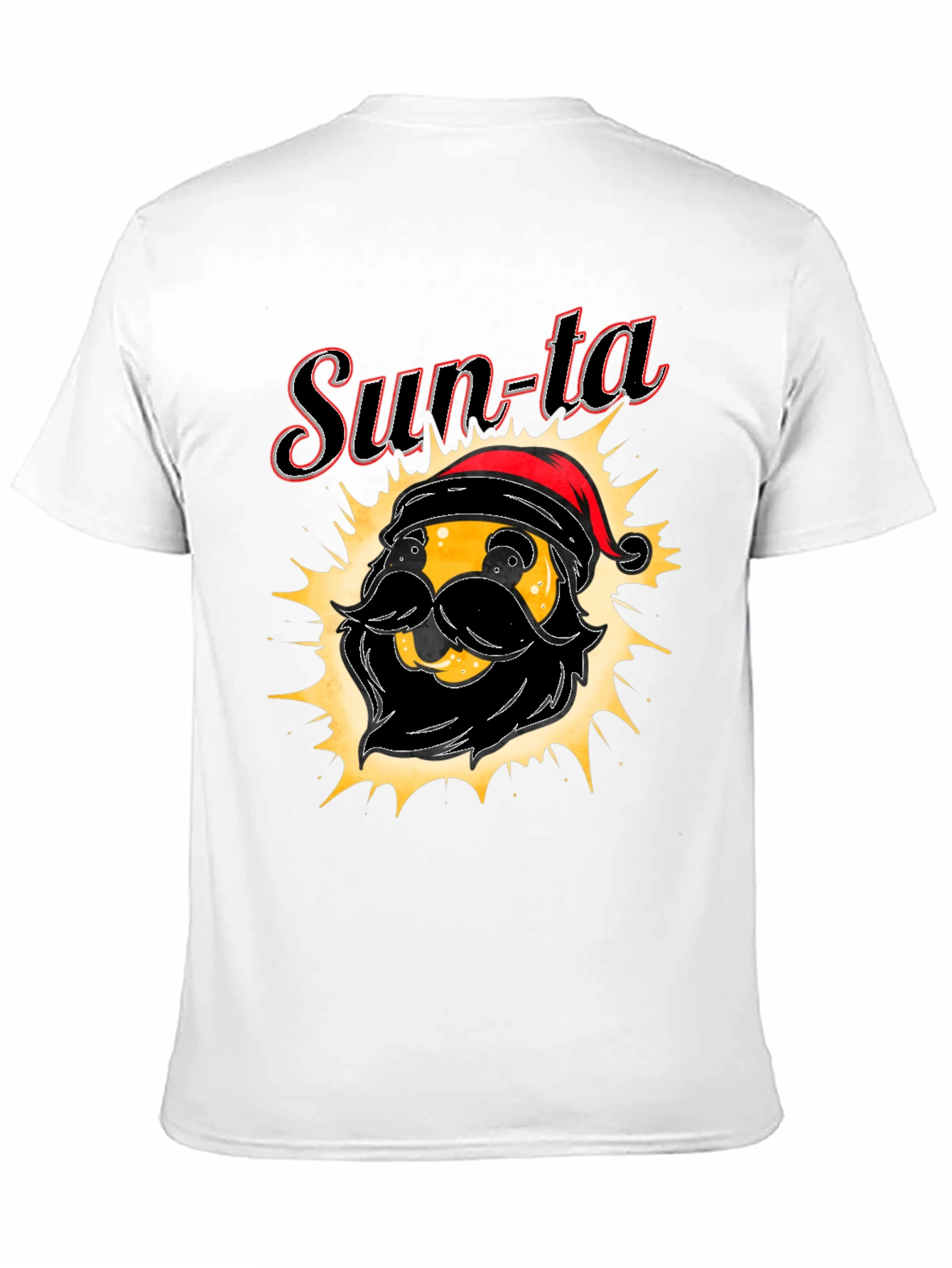 Black Sun-ta Graphic Tee - Santa Claus Emoji T-Shirt view 11