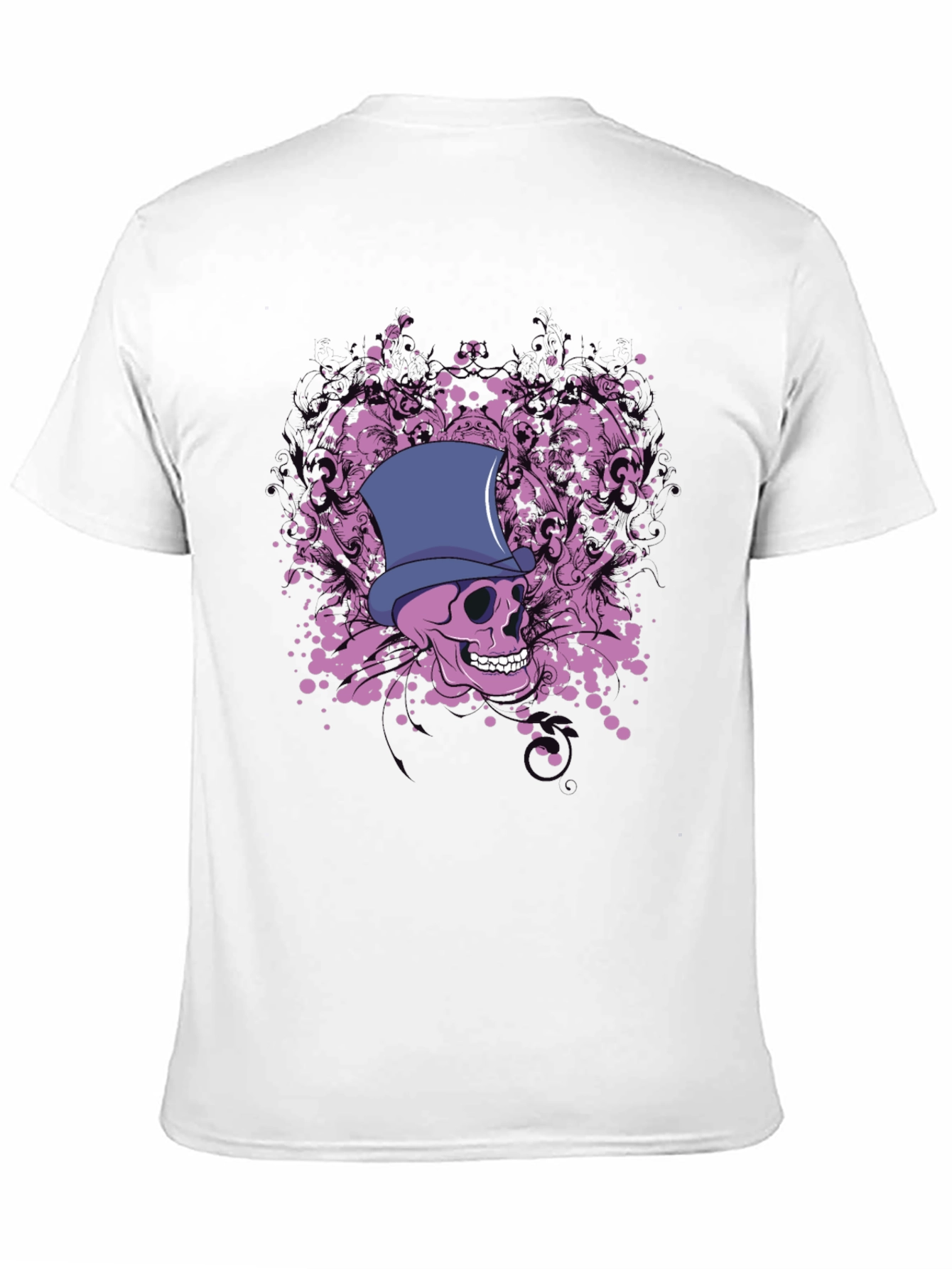 Black Skull & Top Hat Graphic Black T-Shirt view 11