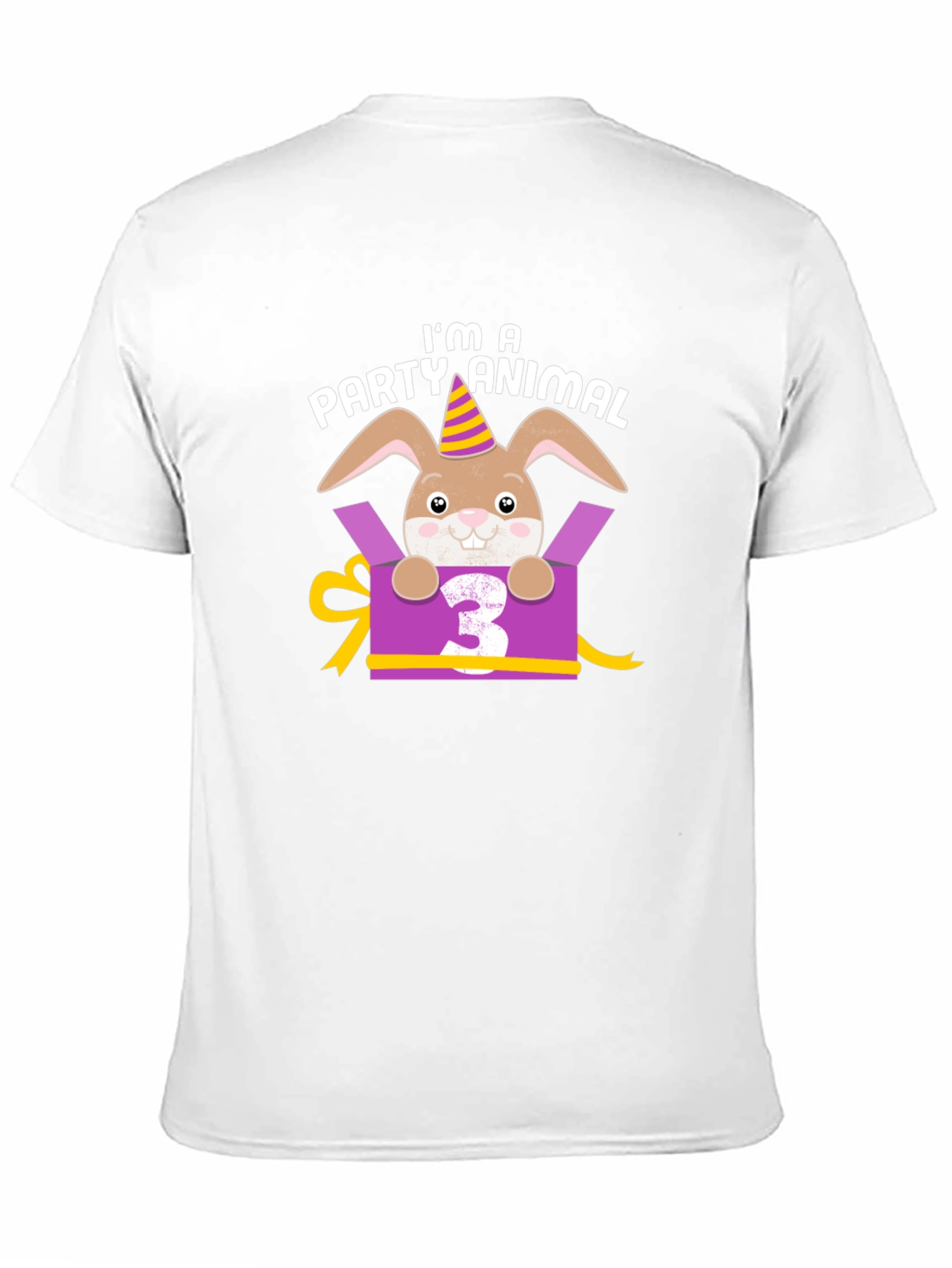 Black I'm A Party Animal 3rd Birthday Rabbit T-Shirt view 11