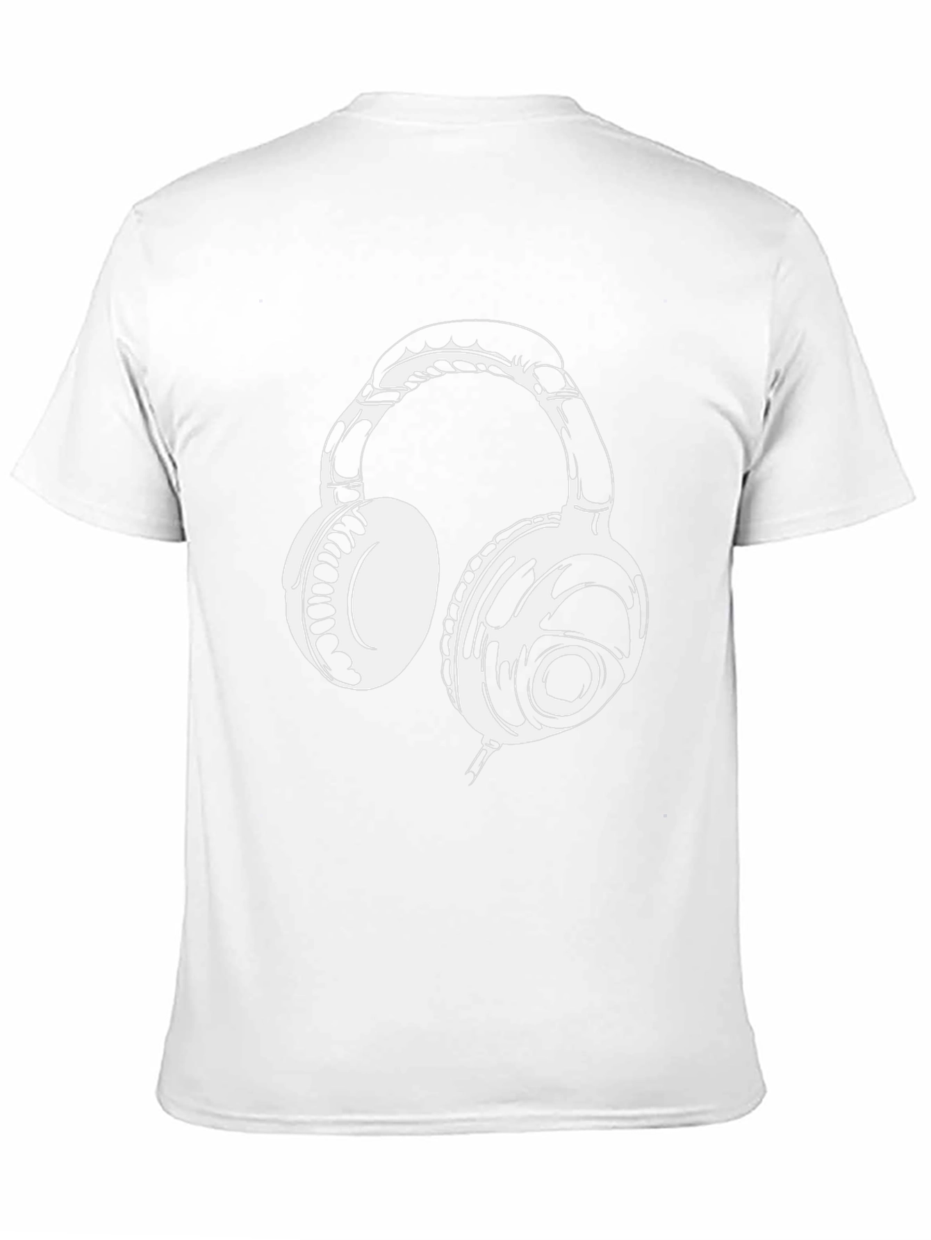 Black Black T-Shirt with White Headphones Graphic view 11