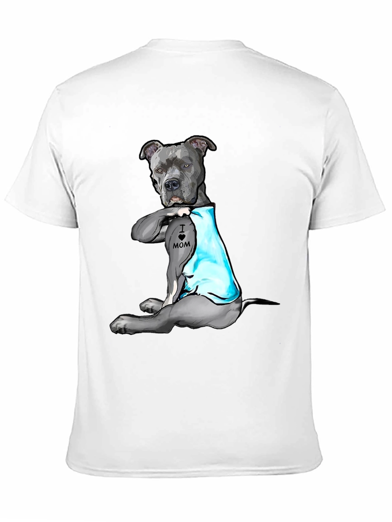 Black Dog Lover T-Shirt: 'I Heart Mom' Pitbull Design view 11