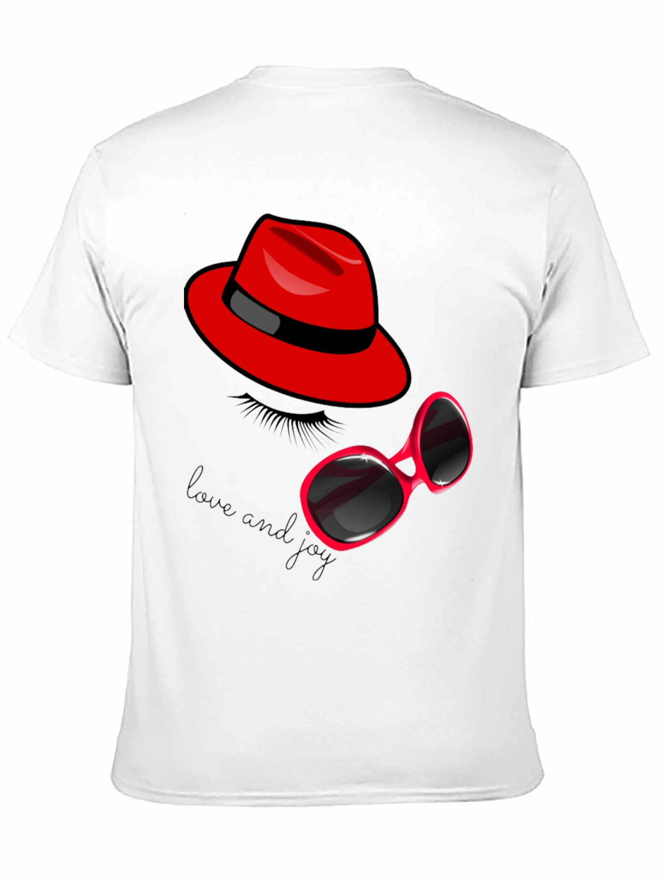 Black Red Hat & Sunglasses Graphic Tee view 11