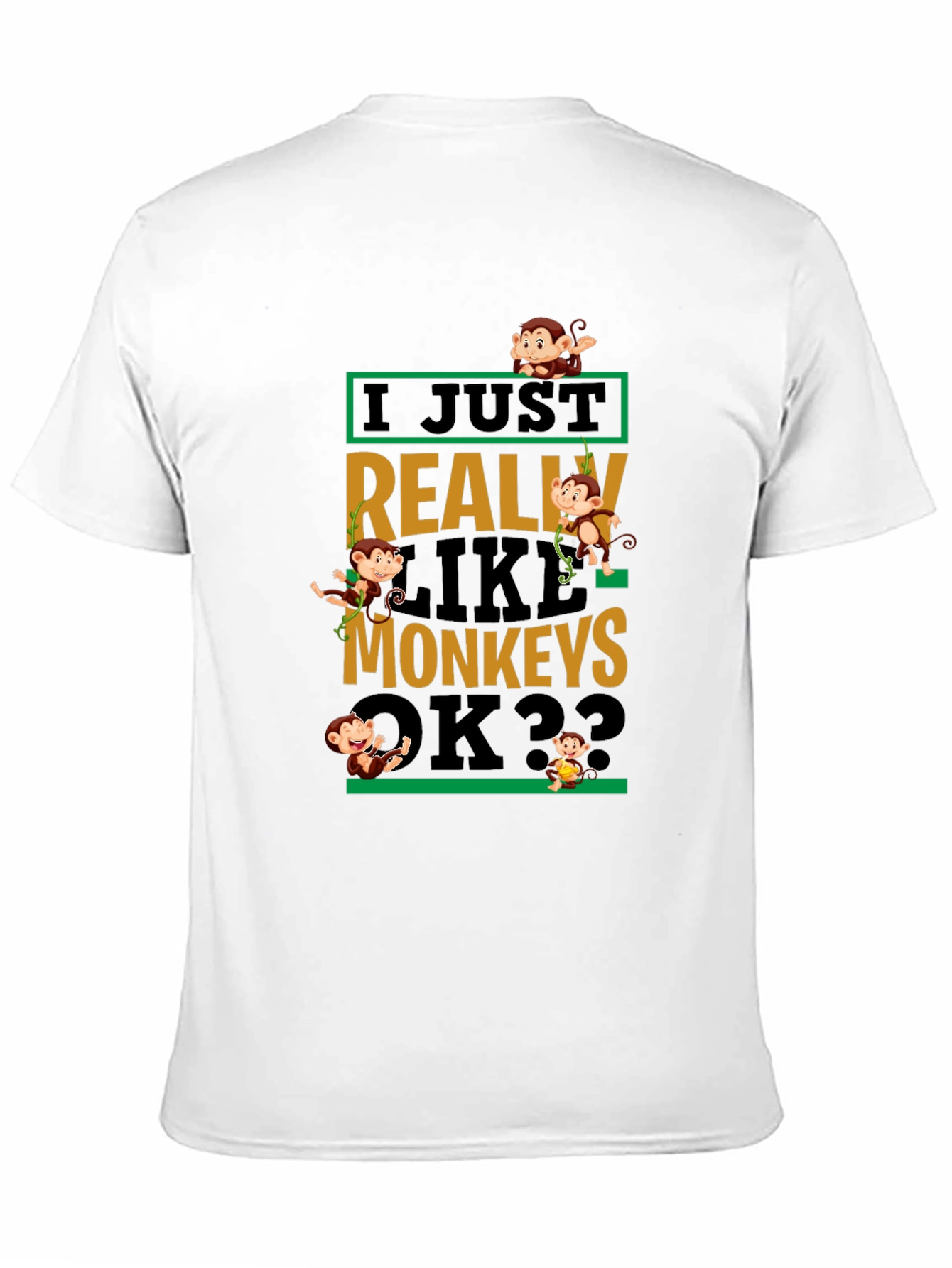 Black Monkey Graphic T-Shirt - I Just Really Like Monkeys OK?? view 11