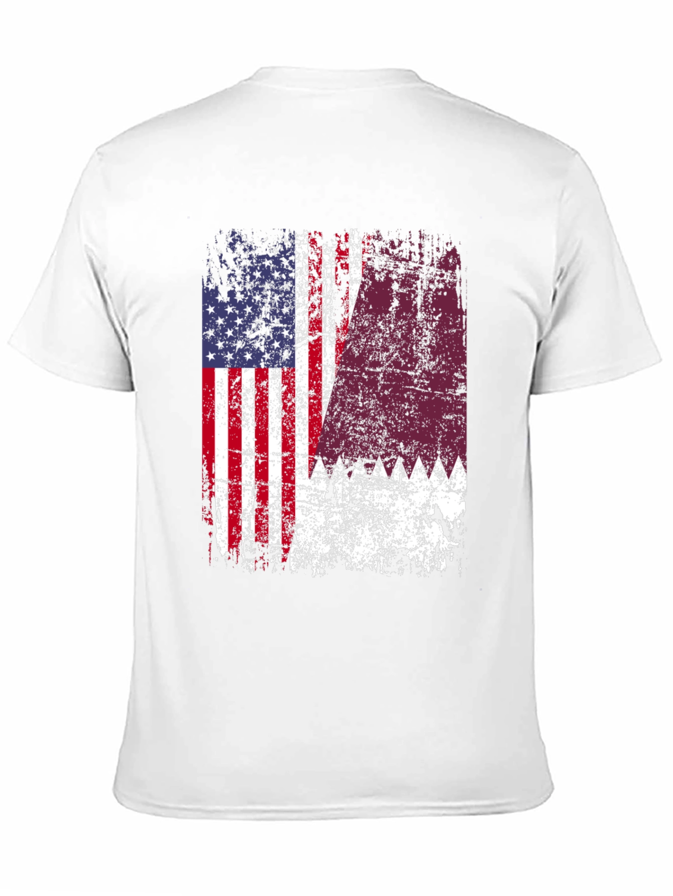 USA Qatar Flag Distressed T-Shirt - 11