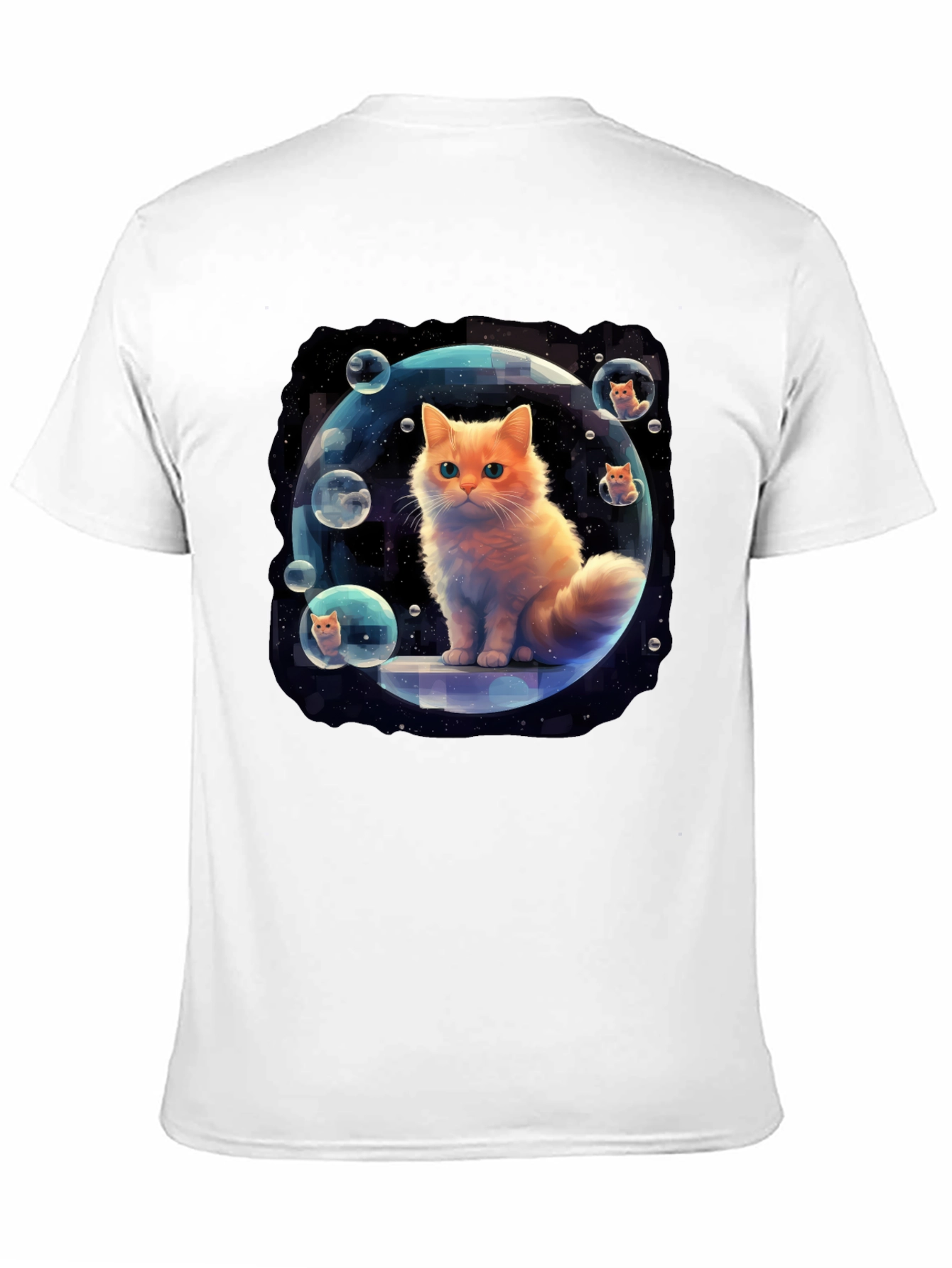 Black Cosmic Cat Bubble T-Shirt - Unique Graphic Tee view 11