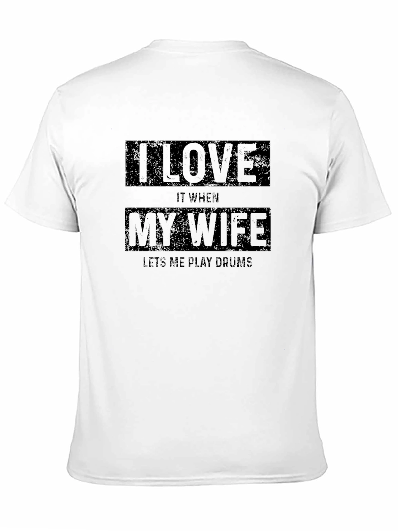 Black Funny Drummer T-Shirt - I Love My Wife - Black Cotton Tee view 11