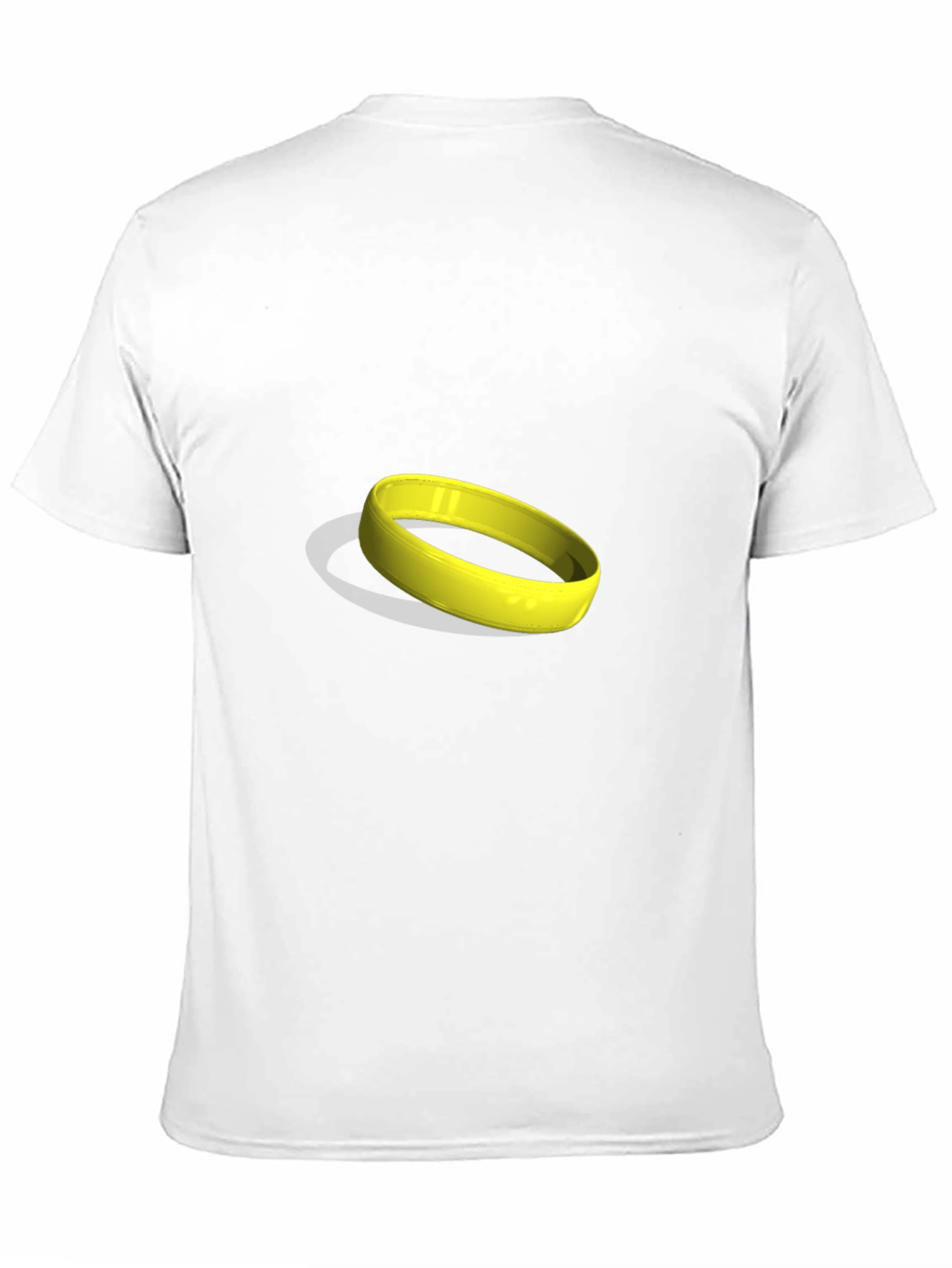 Black Men's Black T-Shirt with Yellow Ring Graphic view 11