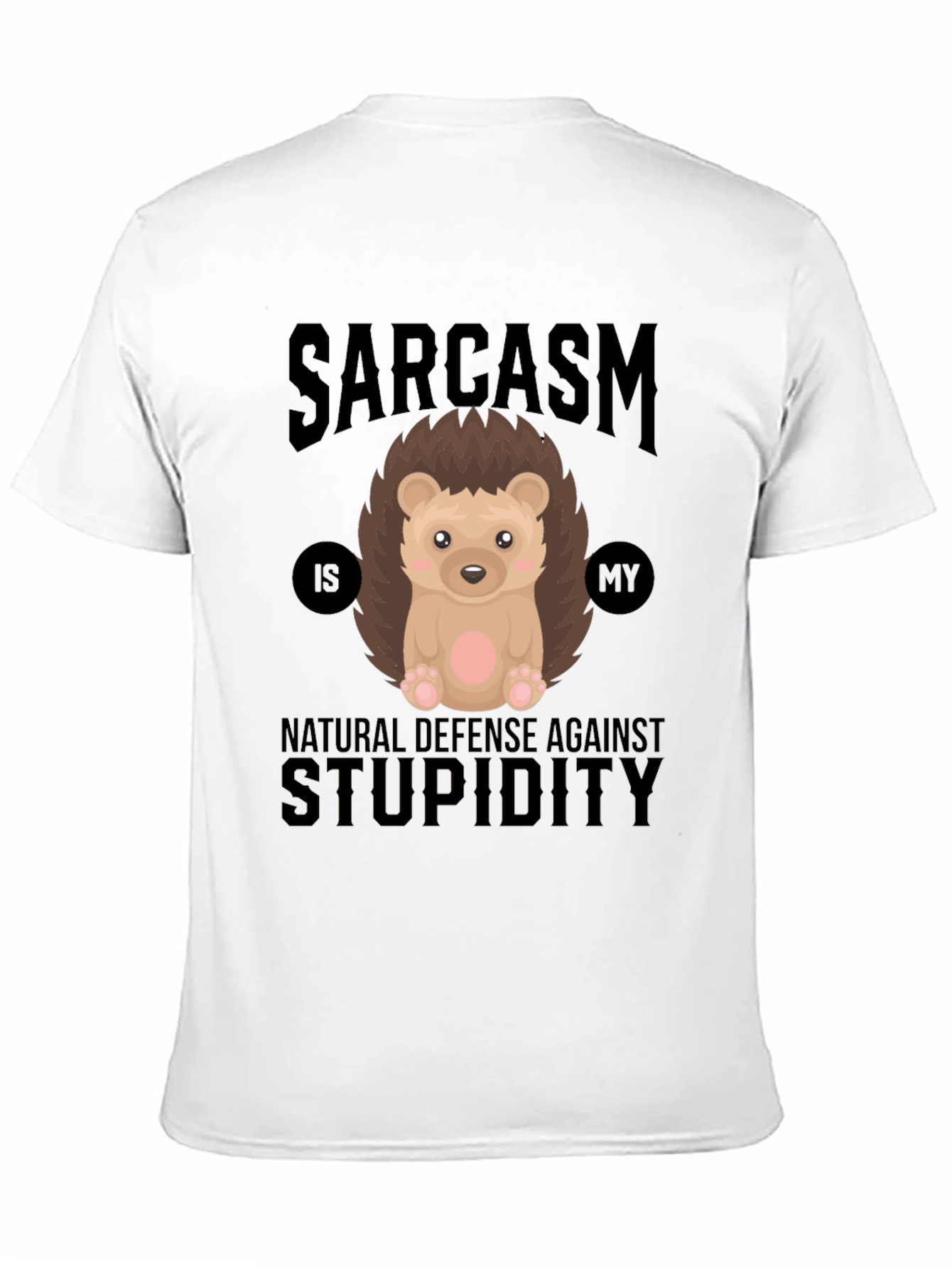 Black Sarcasm Hedgehog T-Shirt - Natural Defense view 11